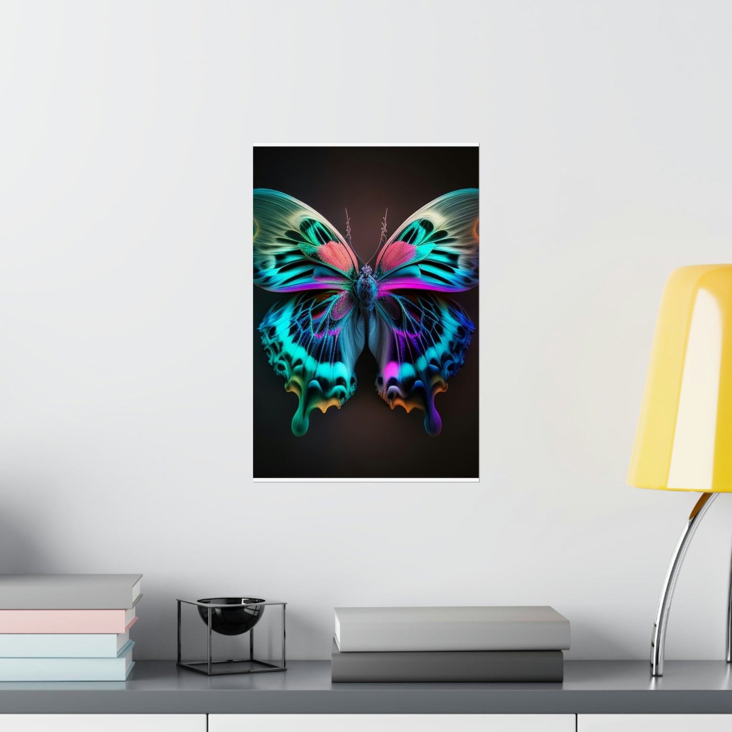 Premium Matte Vertical Posters Neon Butterfly Fusion 1