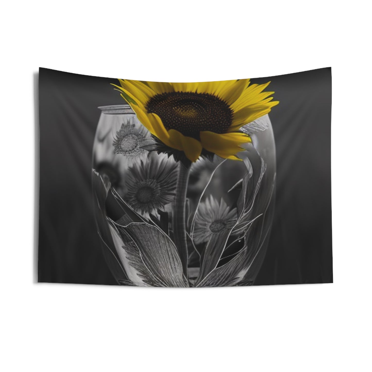 Indoor Wall Tapestries Yellw Sunflower in a vase 1