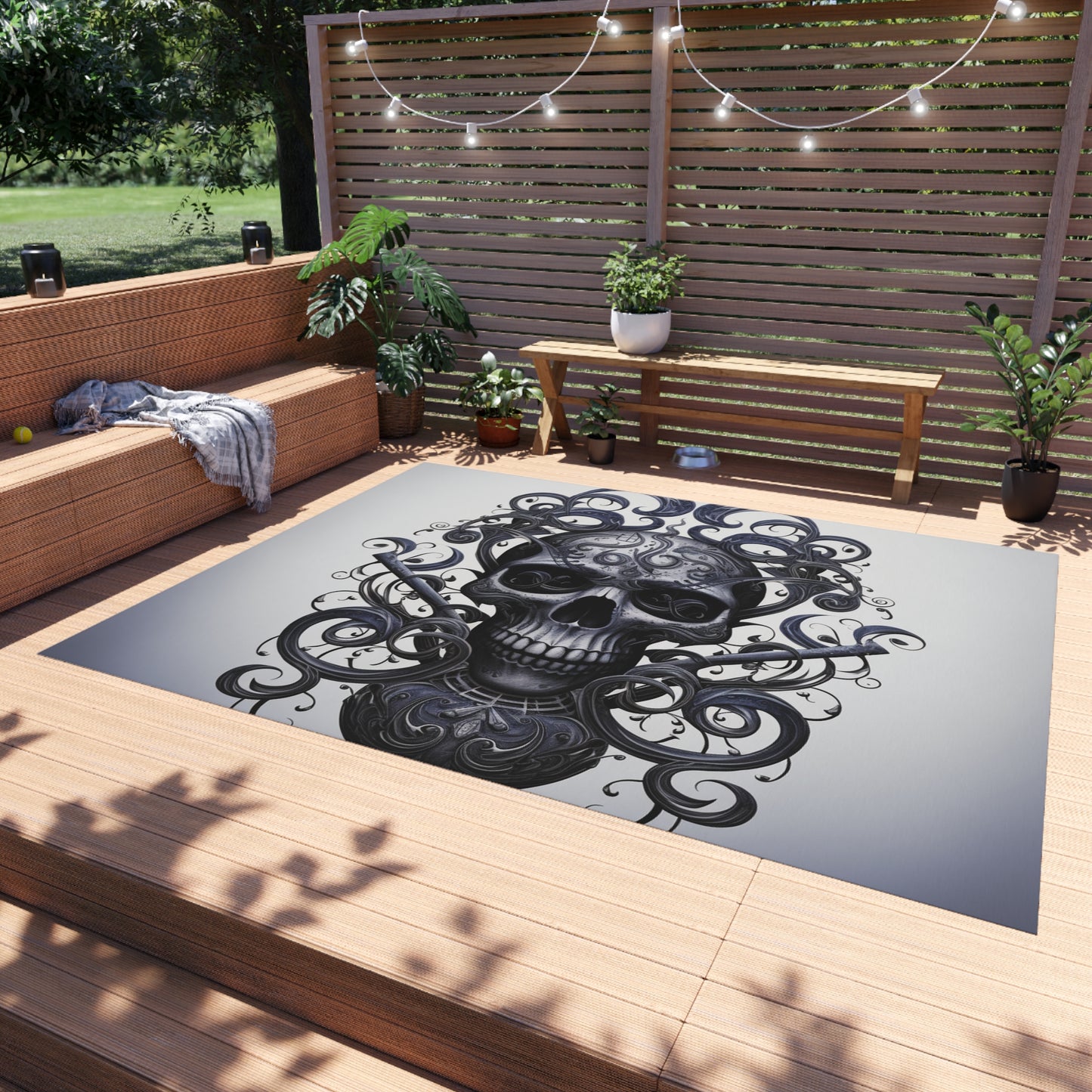 Outdoor Rug  Skull Treble Clef 1