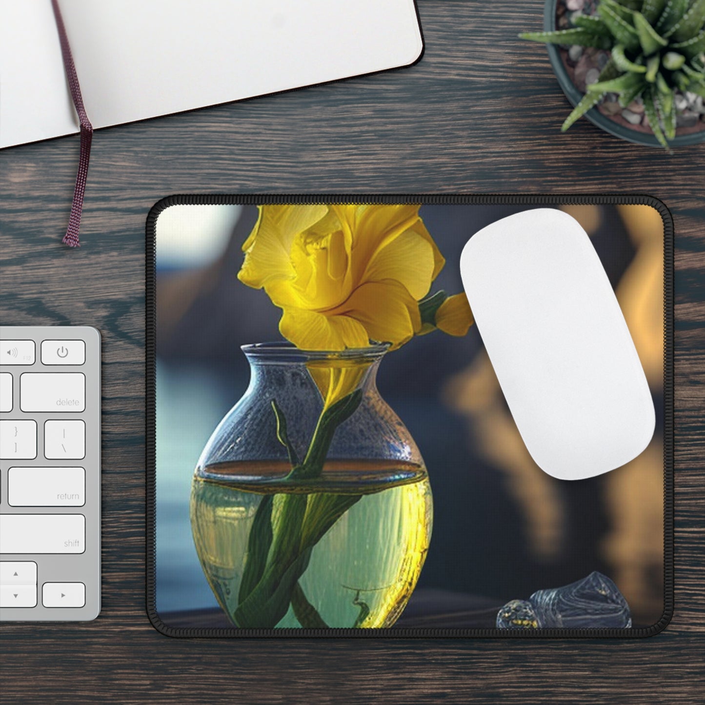 Gaming Mouse Pad  Yellow Gladiolus glass 3