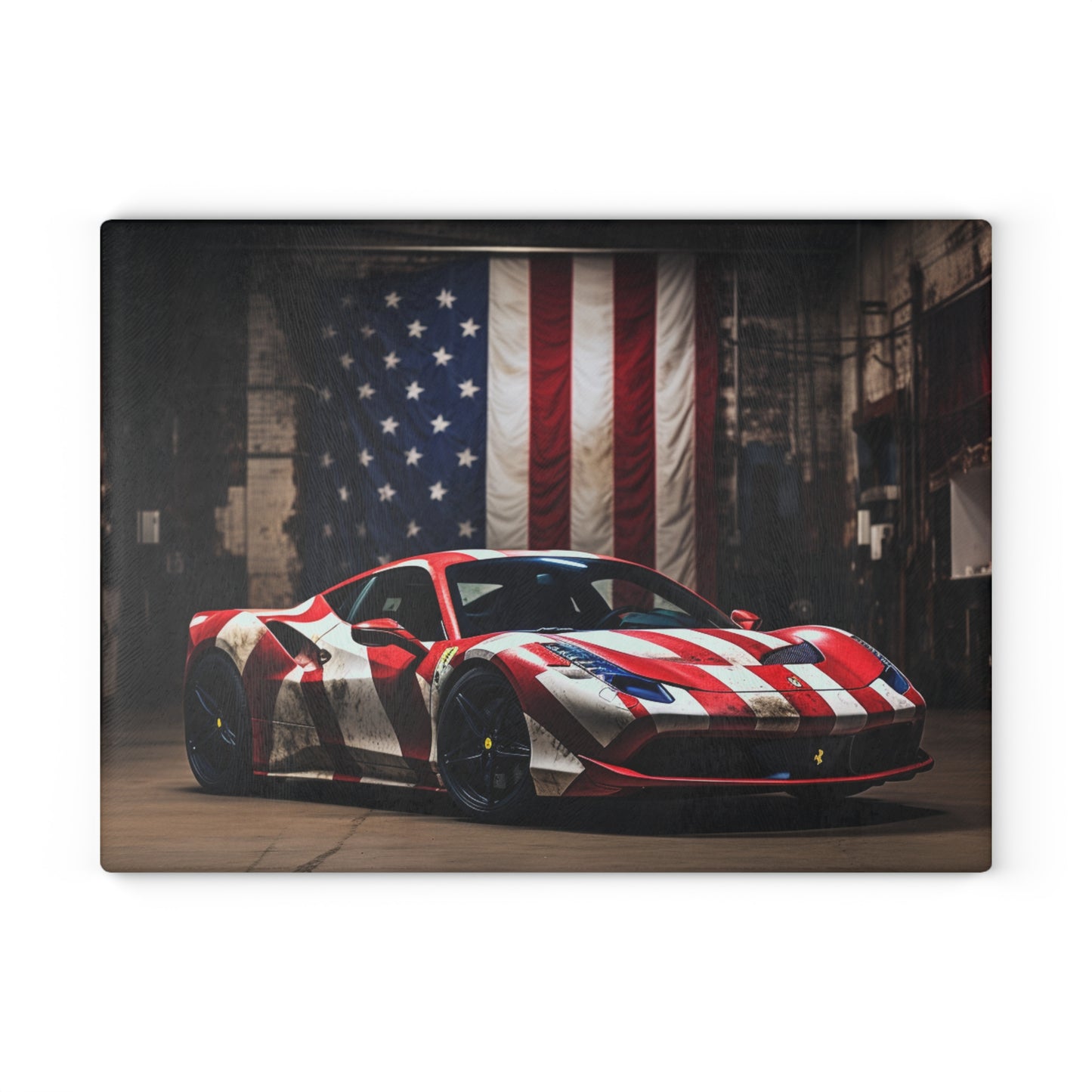 Glass Cutting Board American Flag Farrari 2