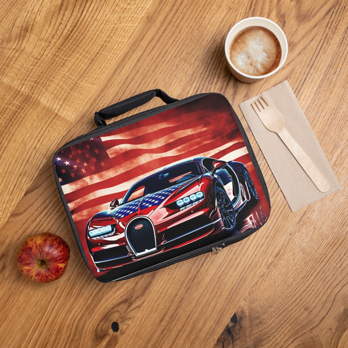 Lunch Bag Abstract American Flag Background Bugatti 3