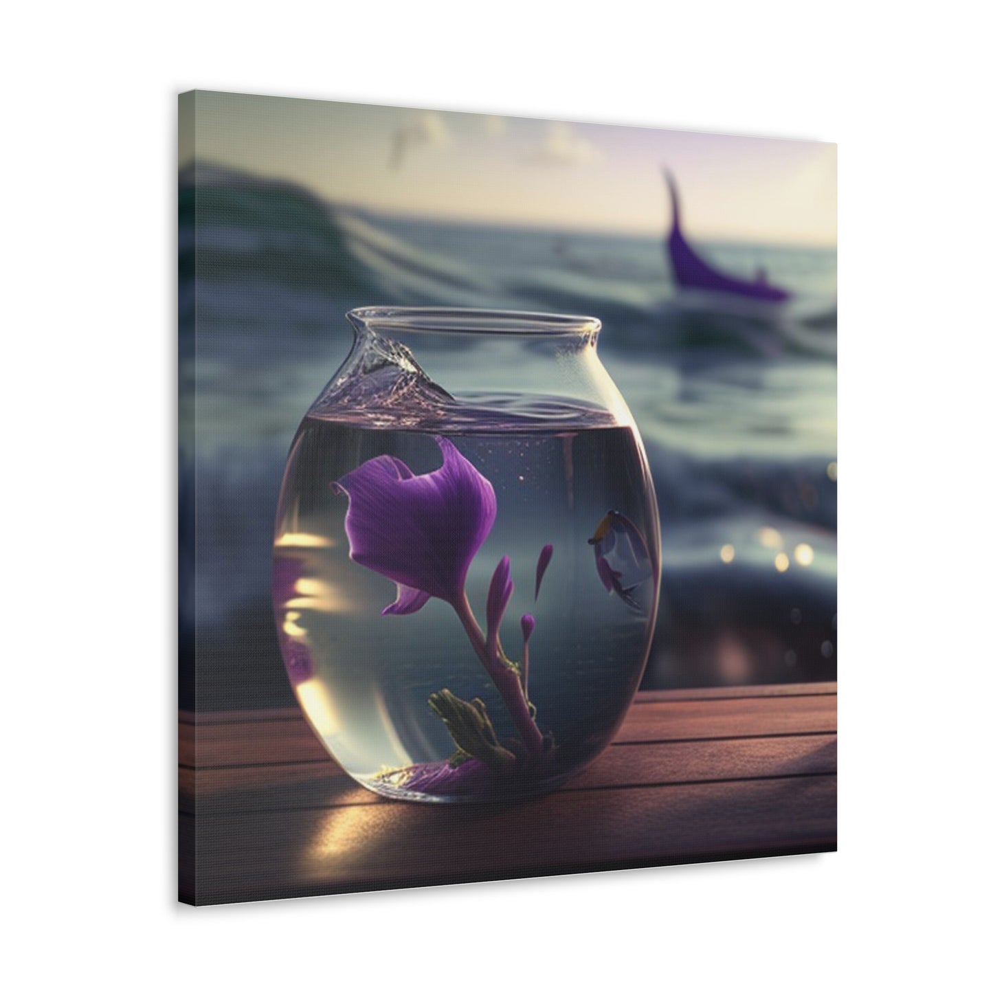 Canvas Gallery Wraps Purple Sweet pea in a vase 1