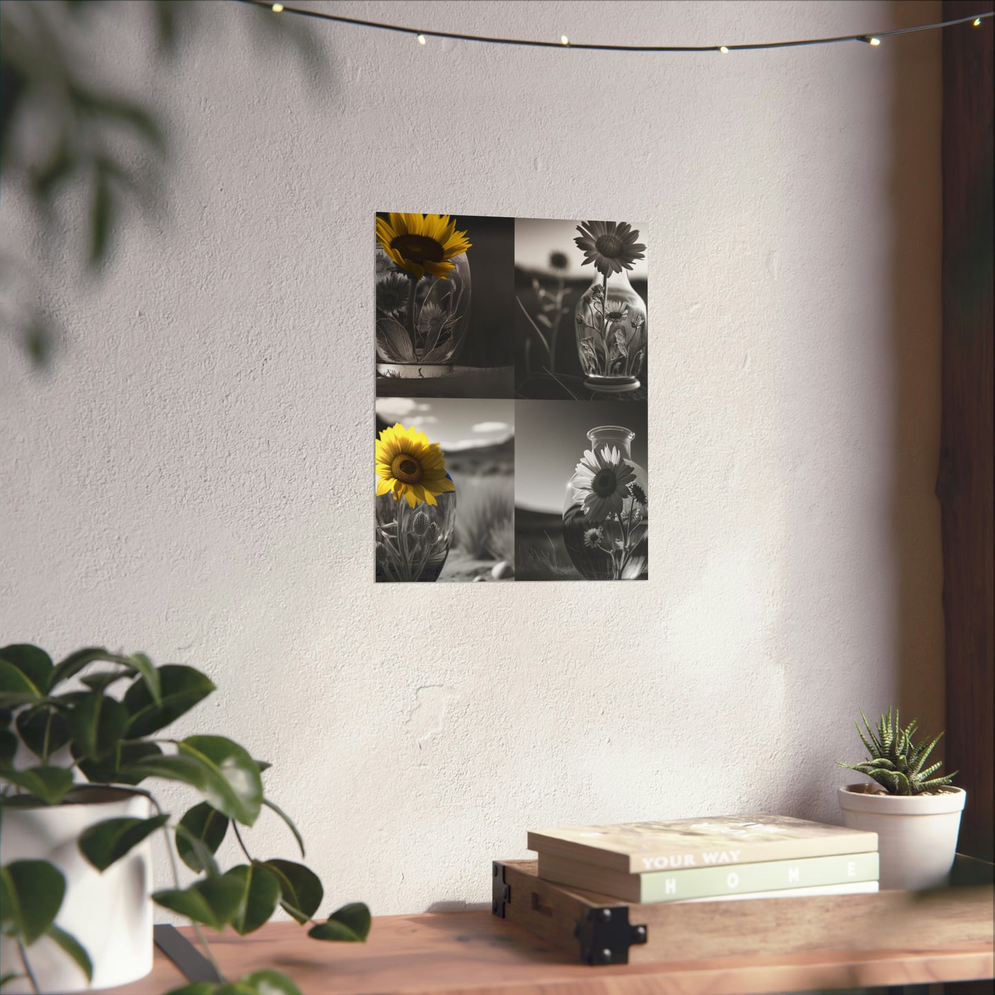 Premium Matte Vertical Posters Yellw Sunflower in a vase 5