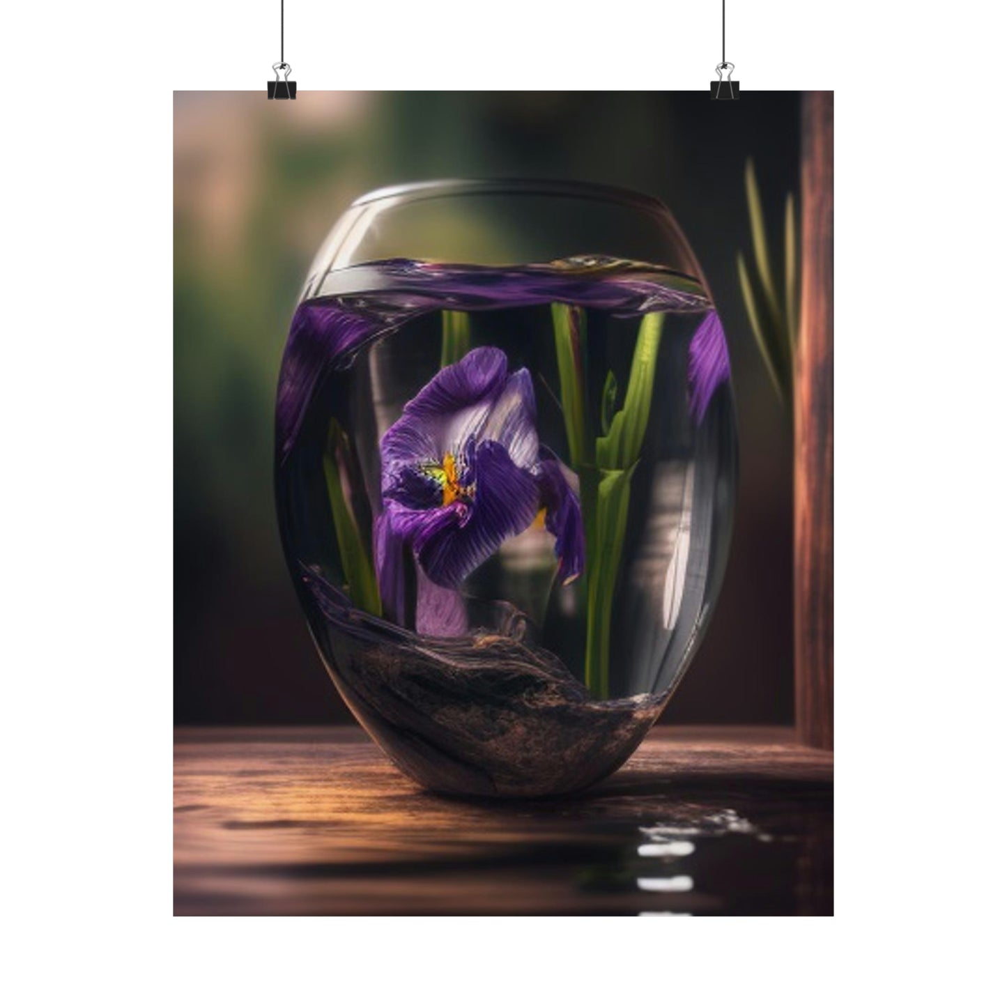 Premium Matte Vertical Posters Purple Iris in a vase 4