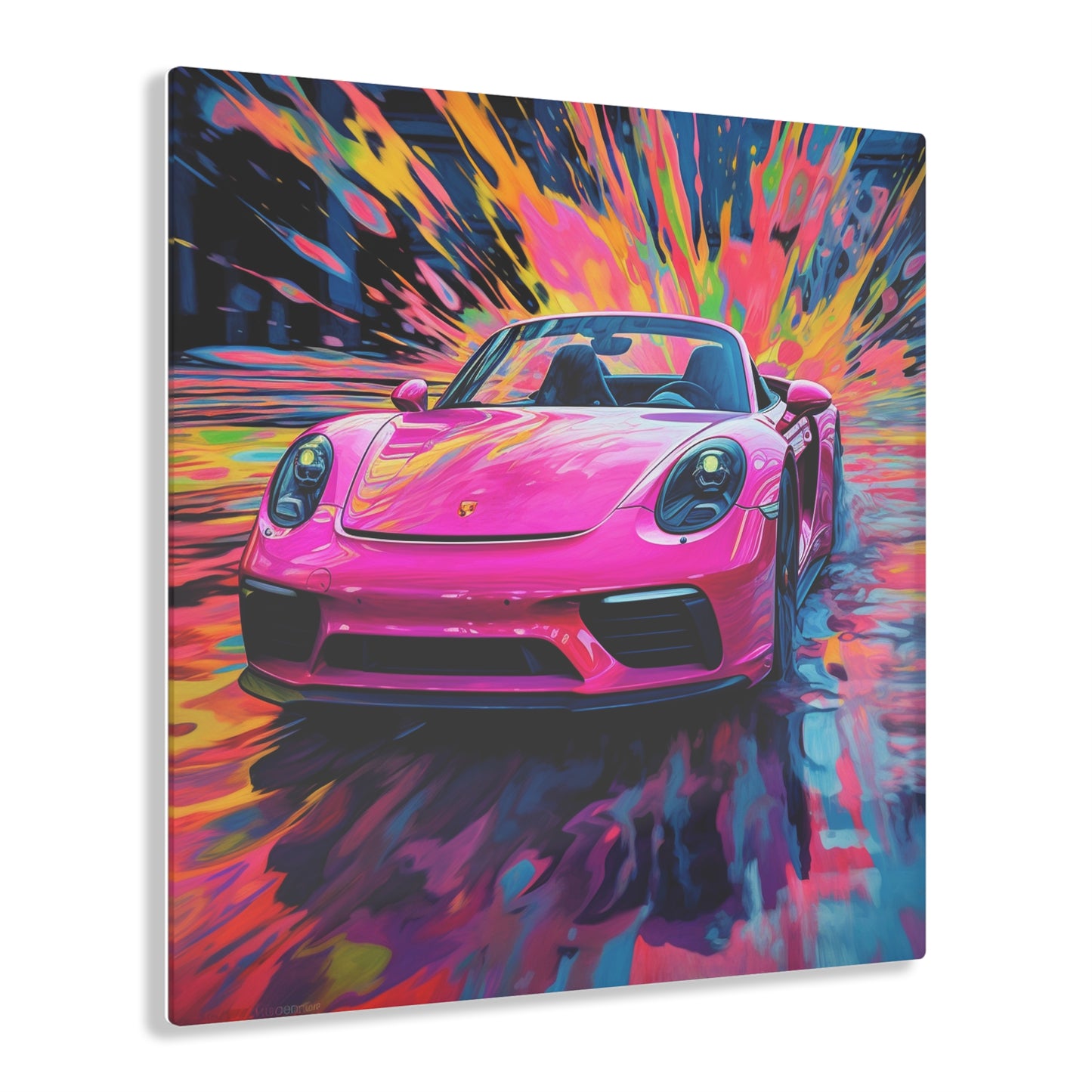 Acrylic Prints Pink Porsche water fusion 2