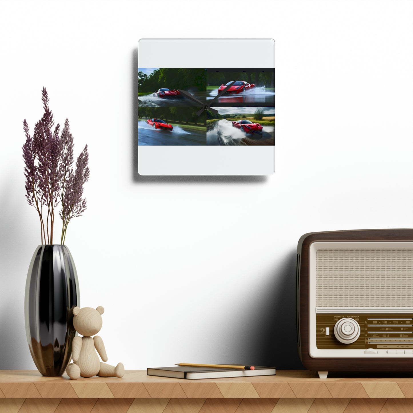 Acrylic Wall Clock Water Ferrari Splash 5