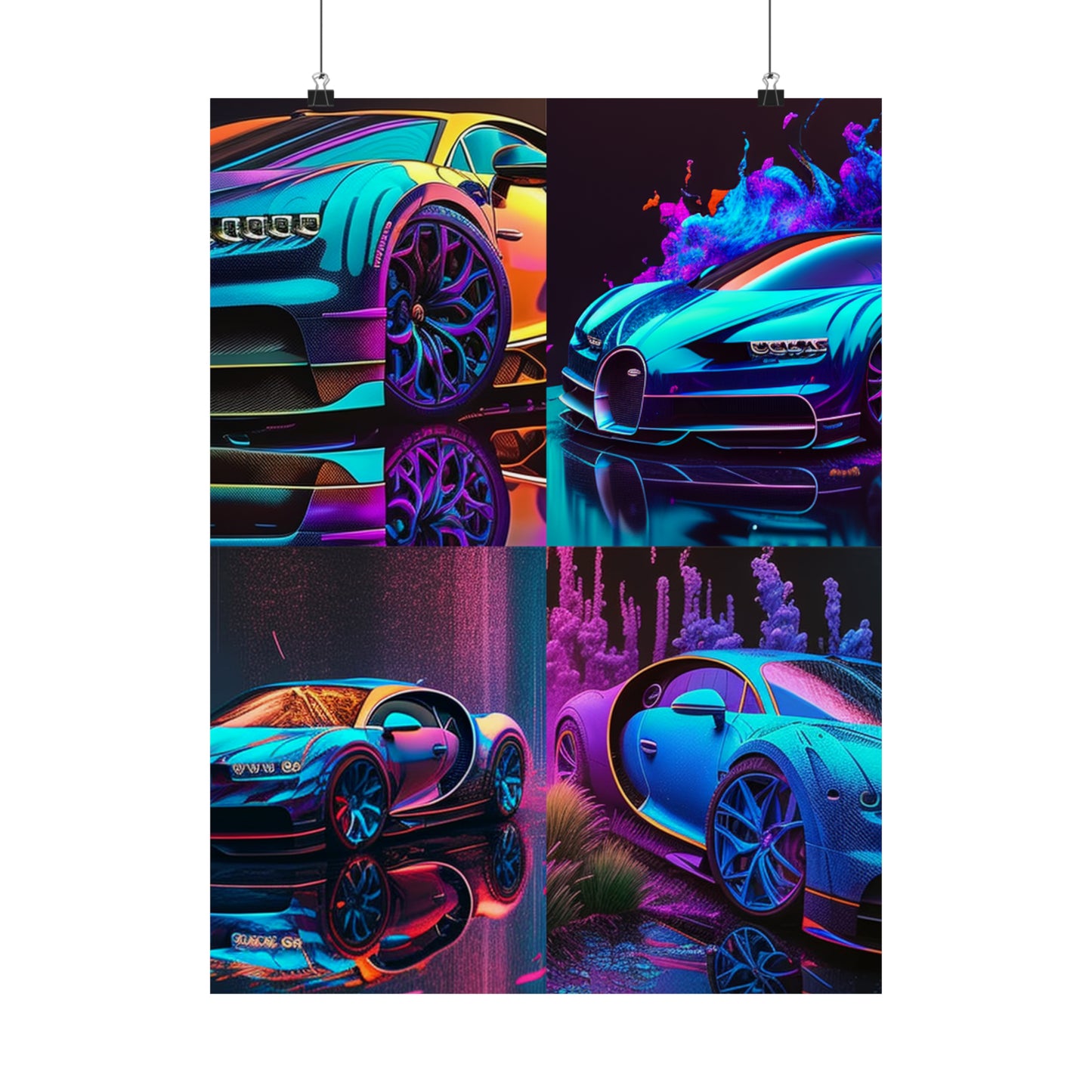 Premium Matte Vertical Posters Bugatti Neon Chiron 5