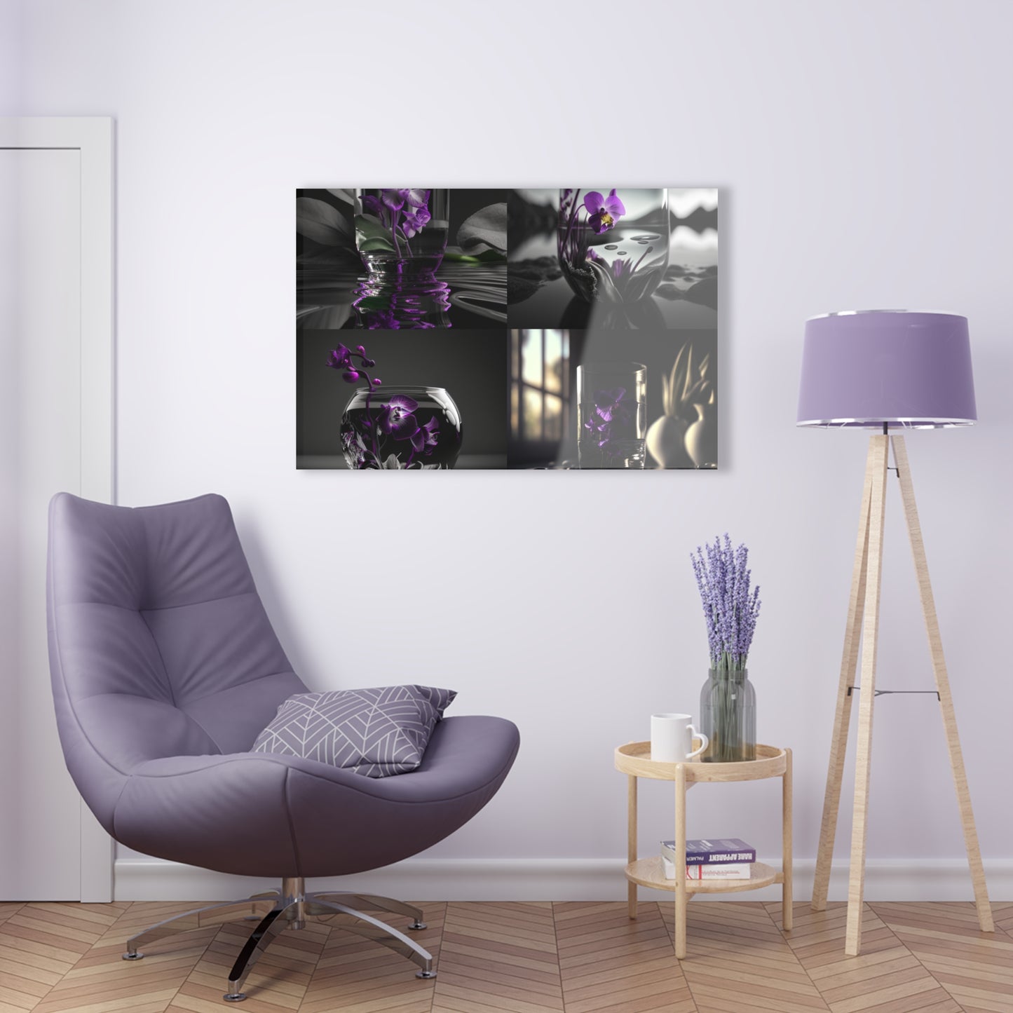 Acrylic Prints Purple Orchid Glass vase 5