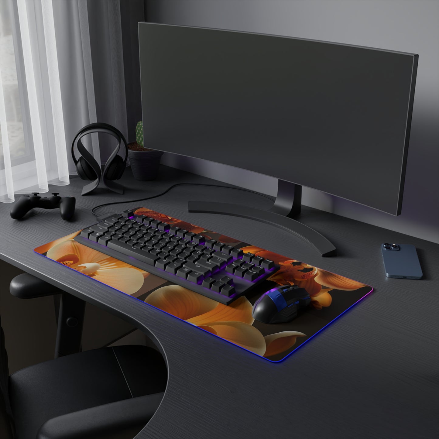 LED Gaming Mouse Pad Orange Orchid 5