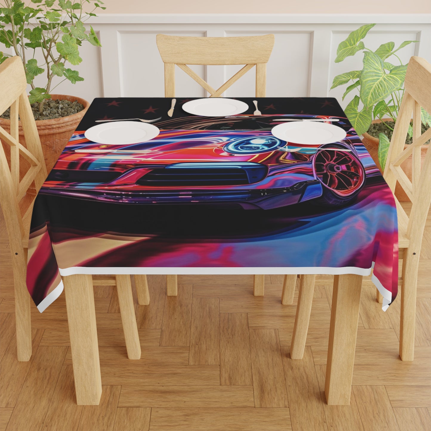 Tablecloth American Flag Colored Porsche 1