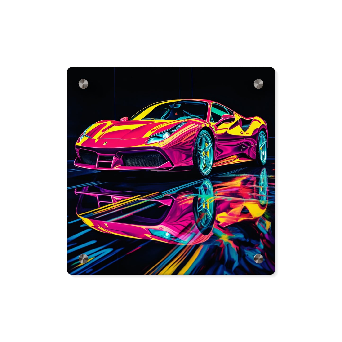 Acrylic Wall Art Panels Pink Ferrari Macro 1