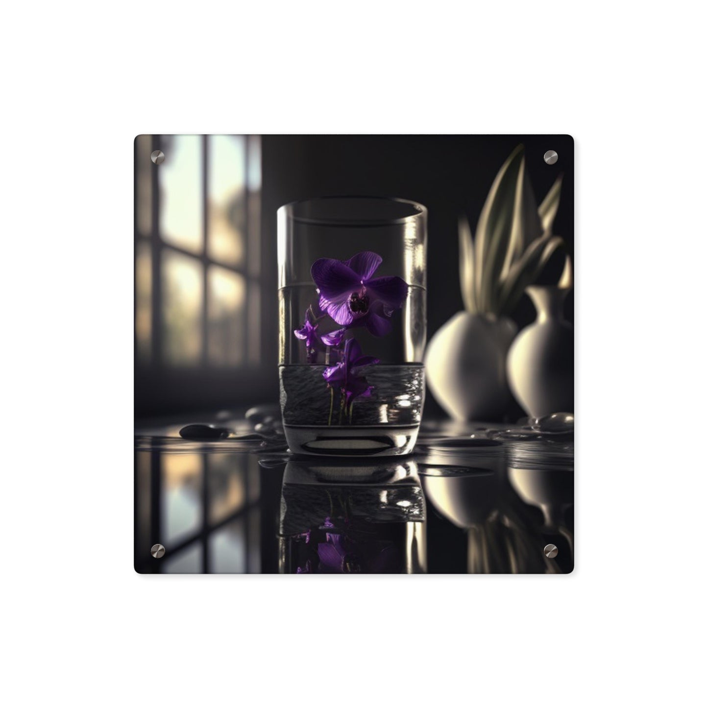 Acrylic Wall Art Panels Purple Orchid Glass vase 4