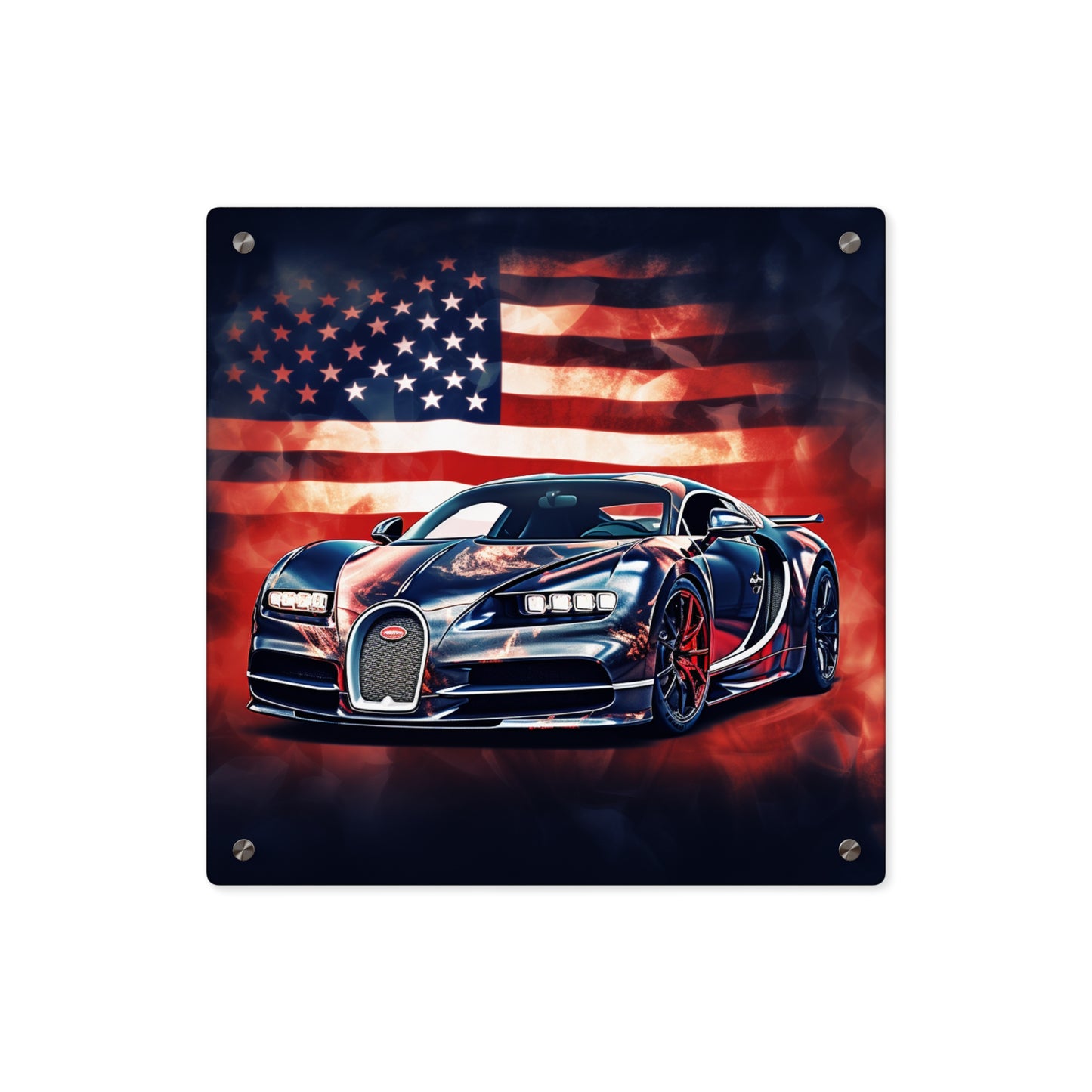 Acrylic Wall Art Panels Abstract American Flag Background Bugatti 4