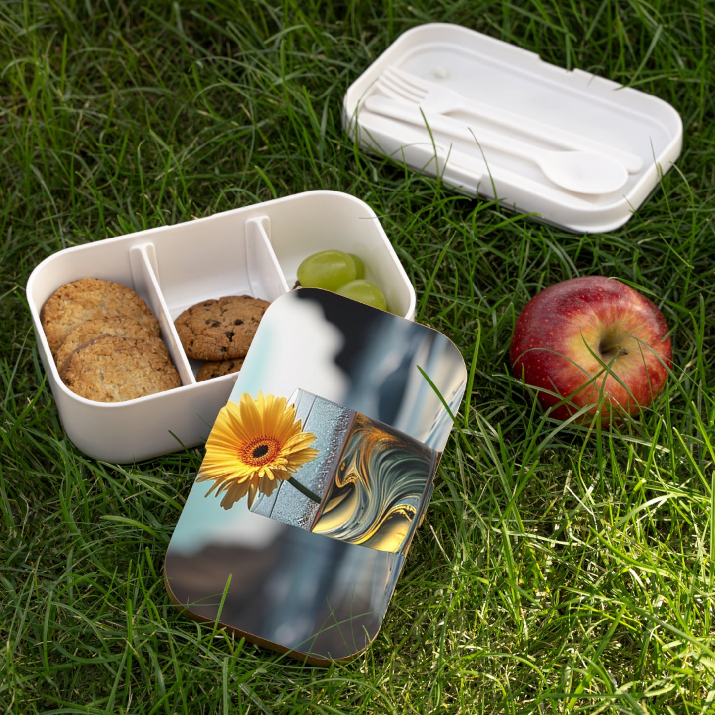 Bento Lunch Box yello Gerbera glass 2