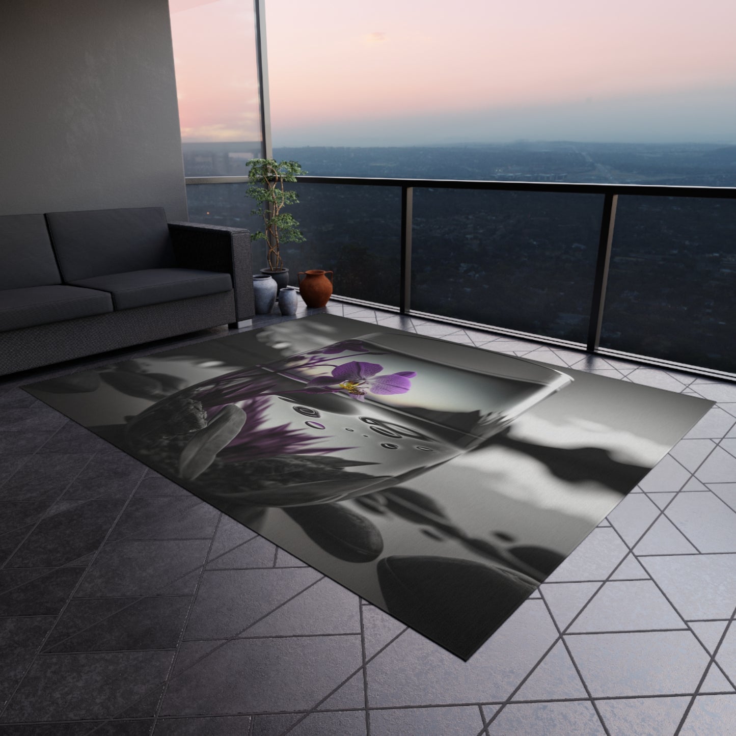 Outdoor Rug  Purple Orchid Glass vase 2