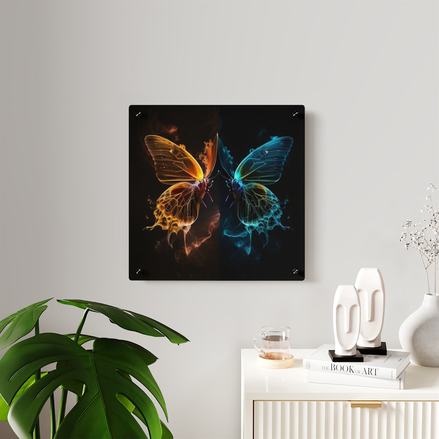 Acrylic Wall Art Panels Kiss Neon Butterfly 1