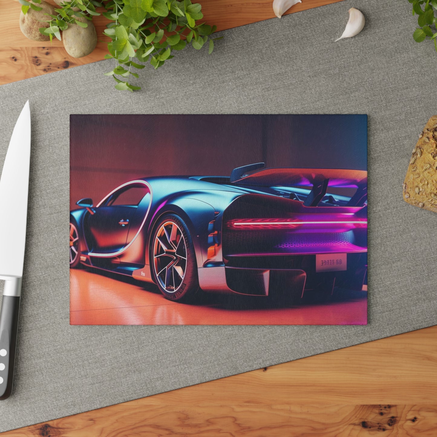 Glass Cutting Board Hyper Bugatti Neon Chiron 2