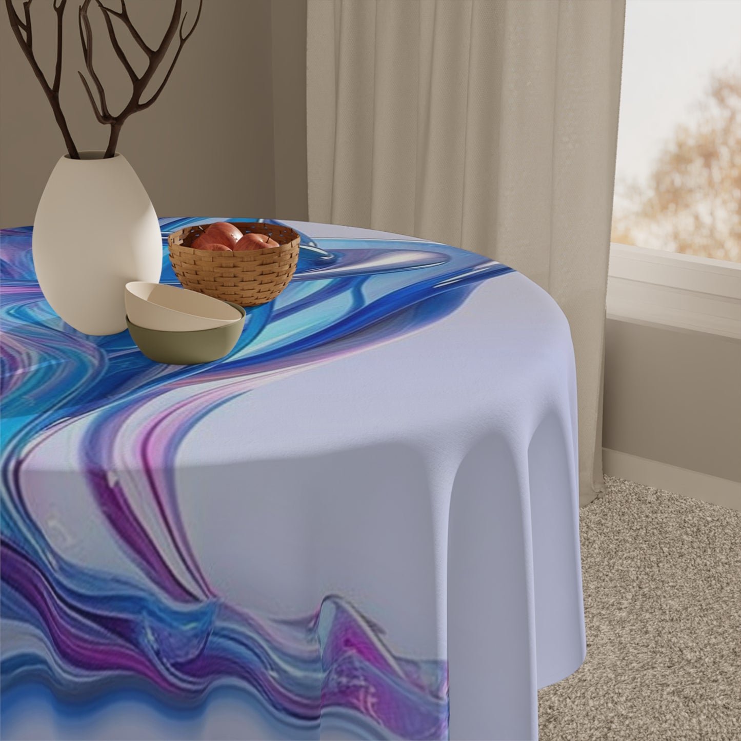 Tablecloth Pink & Blue Tulip Rose 2