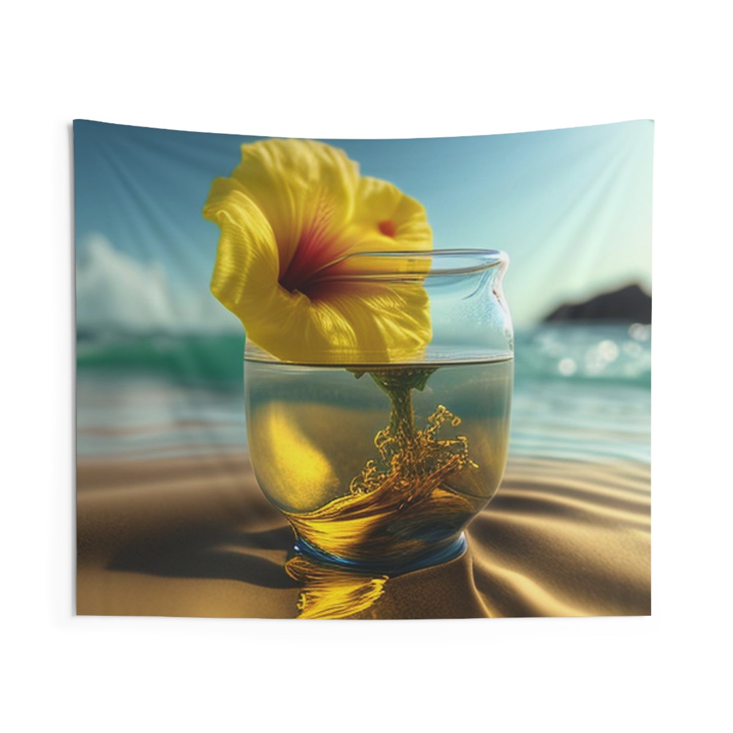 Indoor Wall Tapestries Yellow Hibiscus glass 1