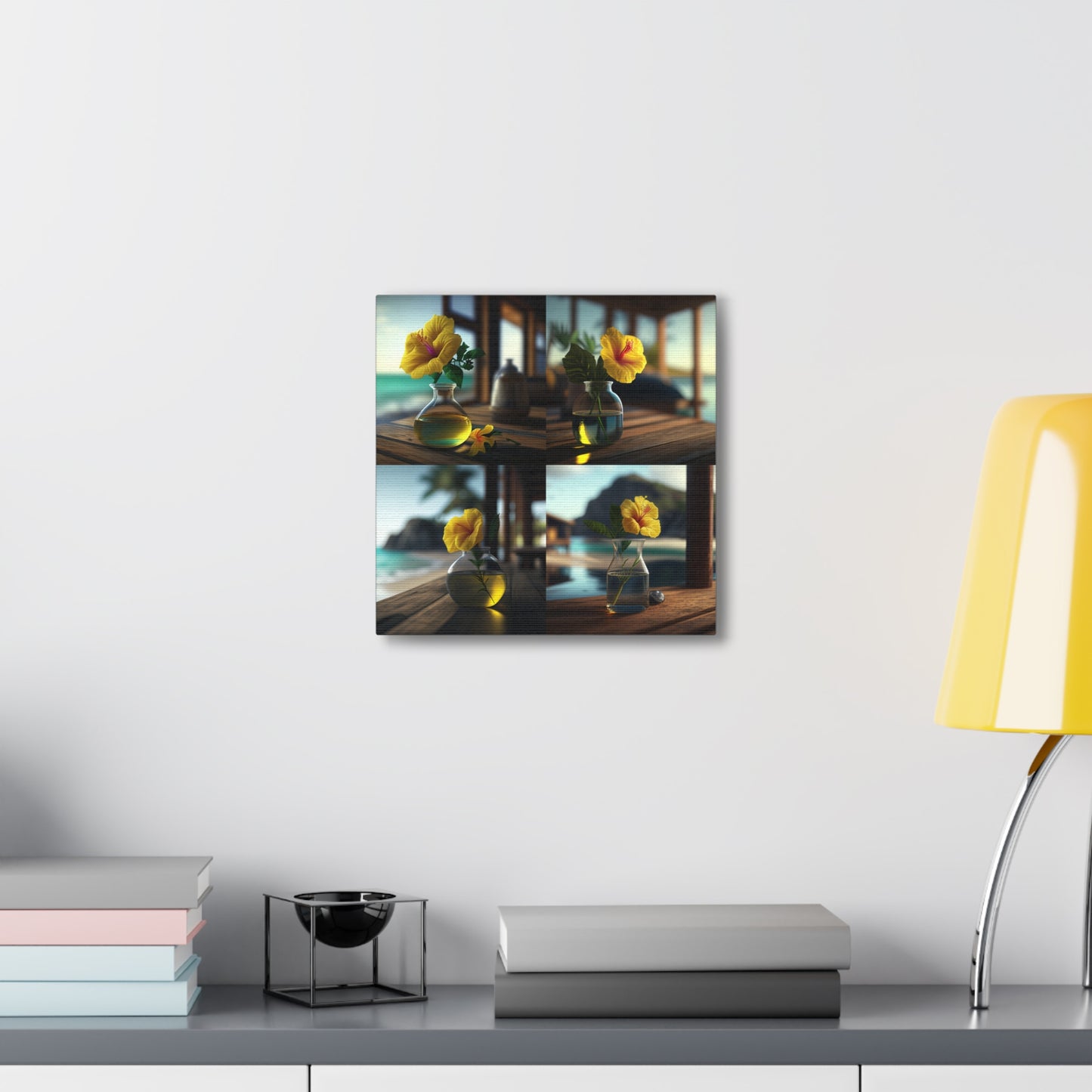 Canvas Gallery Wraps Yellow Hibiscus Wood 5