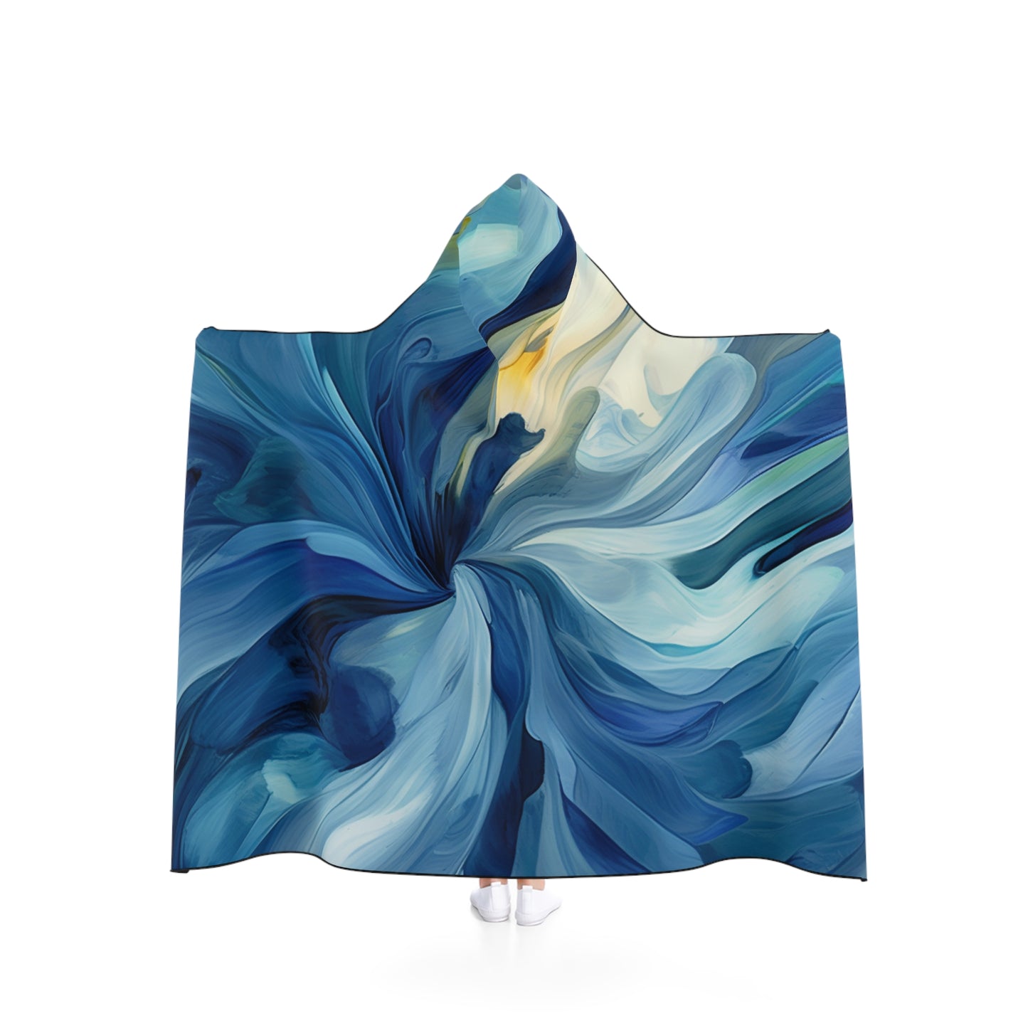 Hooded Blanket Blue Tluip Abstract 4