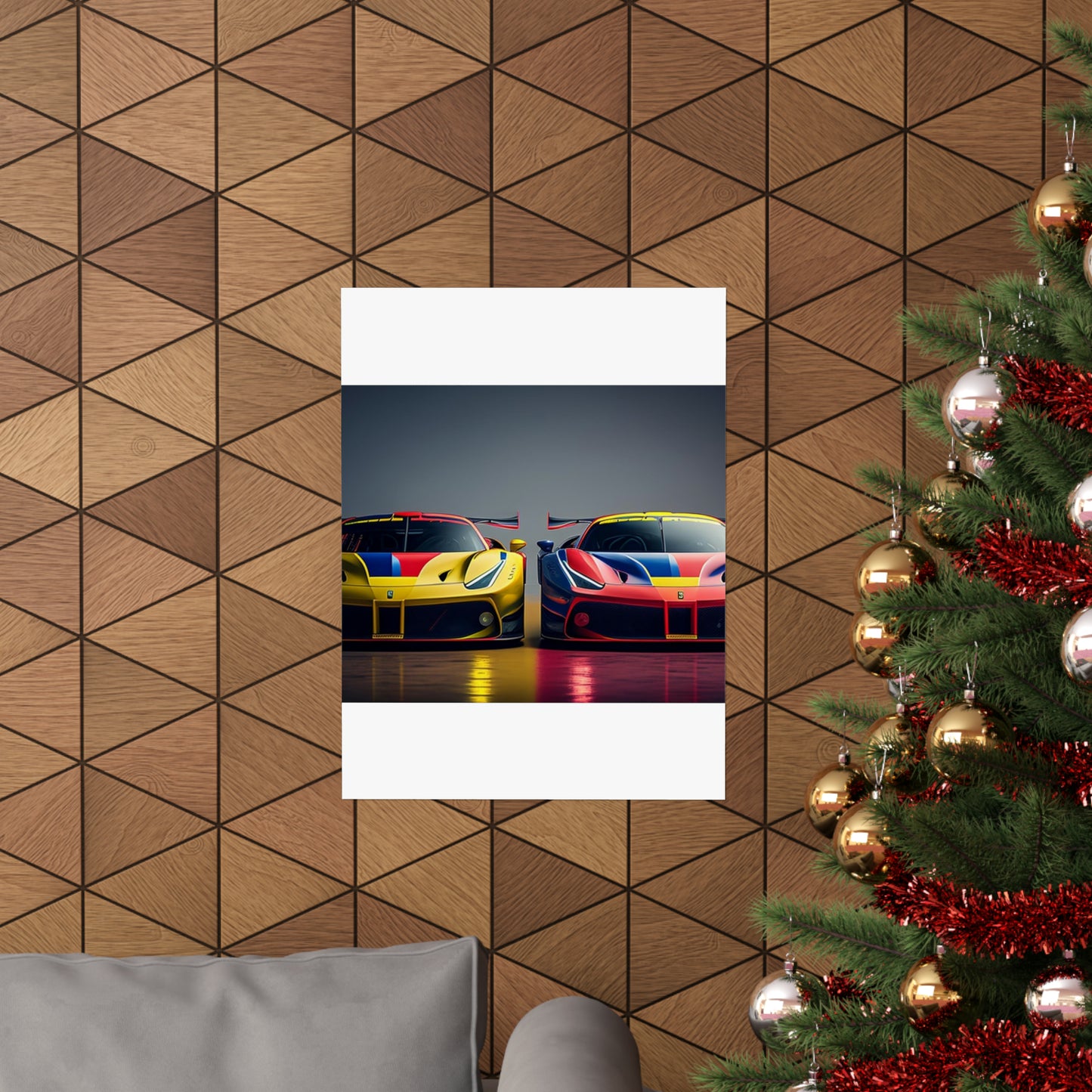 Premium Matte Vertical Posters Ferrari Red Blue 1