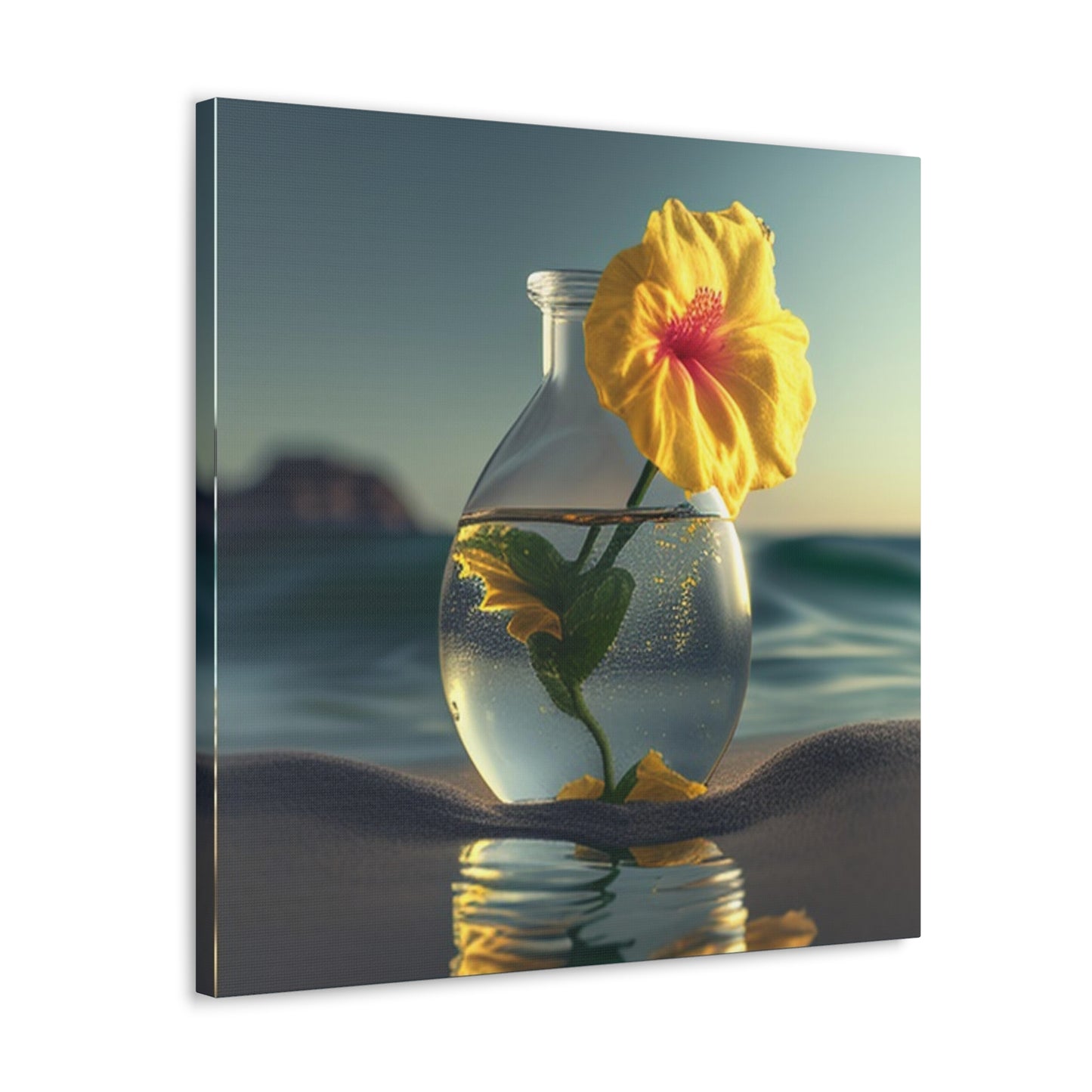 Canvas Gallery Wraps Yellow Hibiscus glass 2
