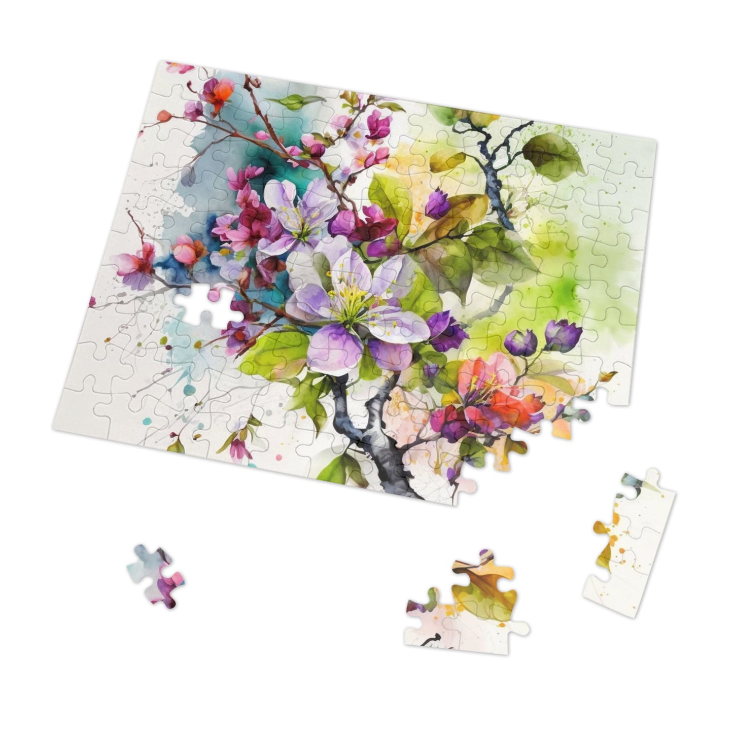 Jigsaw Puzzle (30, 110, 252, 500,1000-Piece) Mother Nature Bright Spring Colors Realistic Watercolor 4