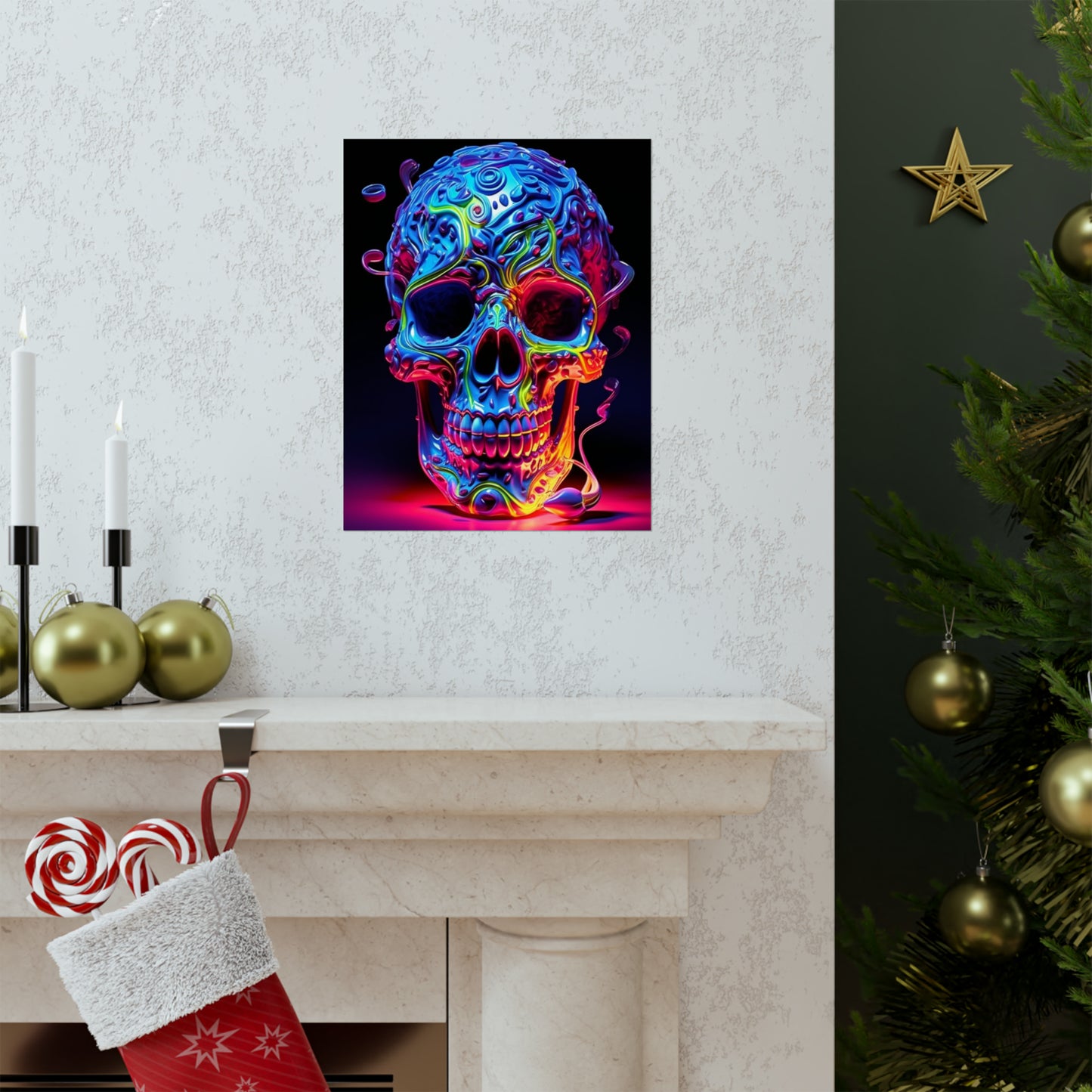 Premium Matte Vertical Posters Macro Skull Color 3