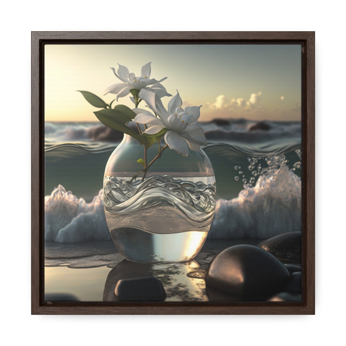 Gallery Canvas Wraps, Square Frame Jasmine glass vase 2