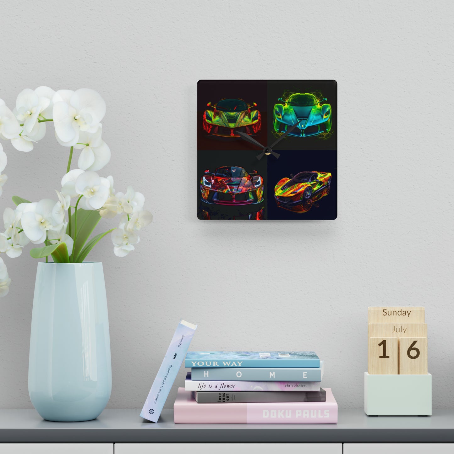 Acrylic Wall Clock Ferrari Neon 5