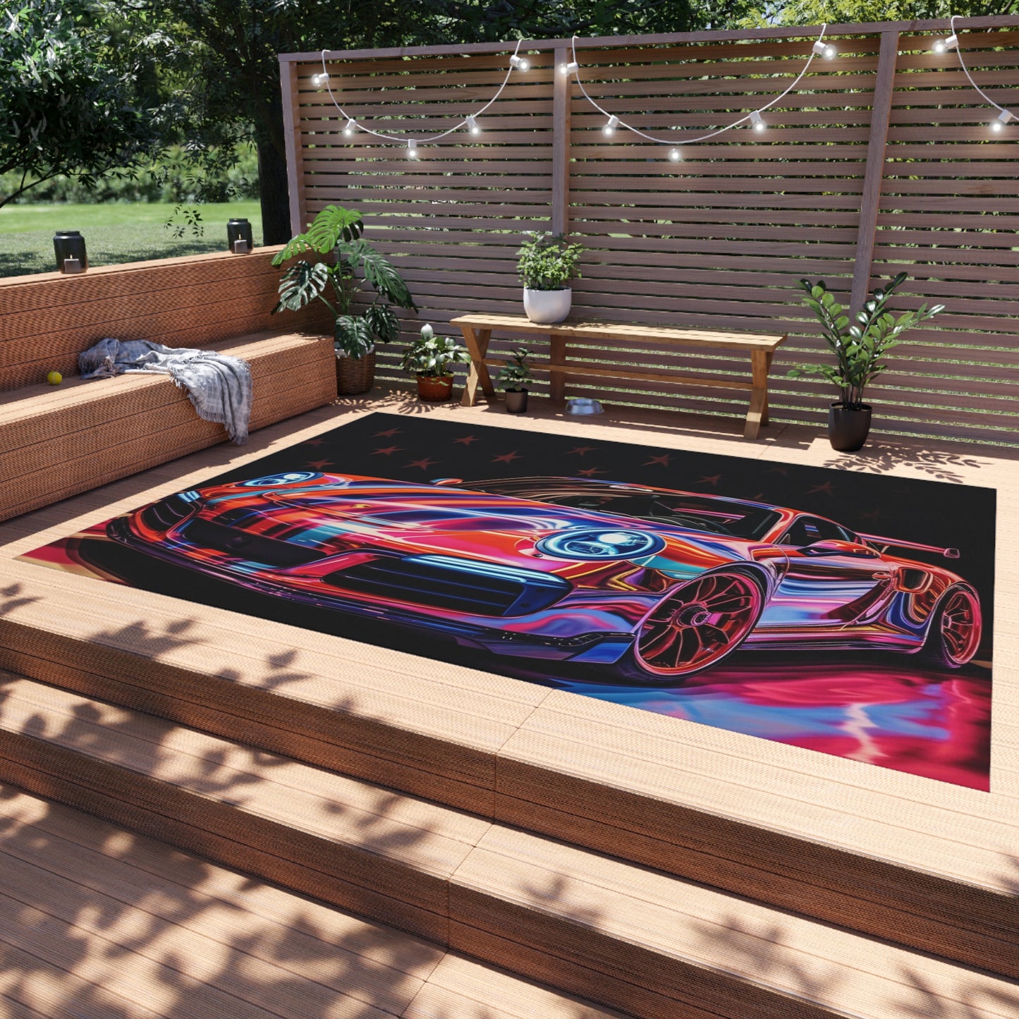 Outdoor Rug  American Flag Colored Porsche 4