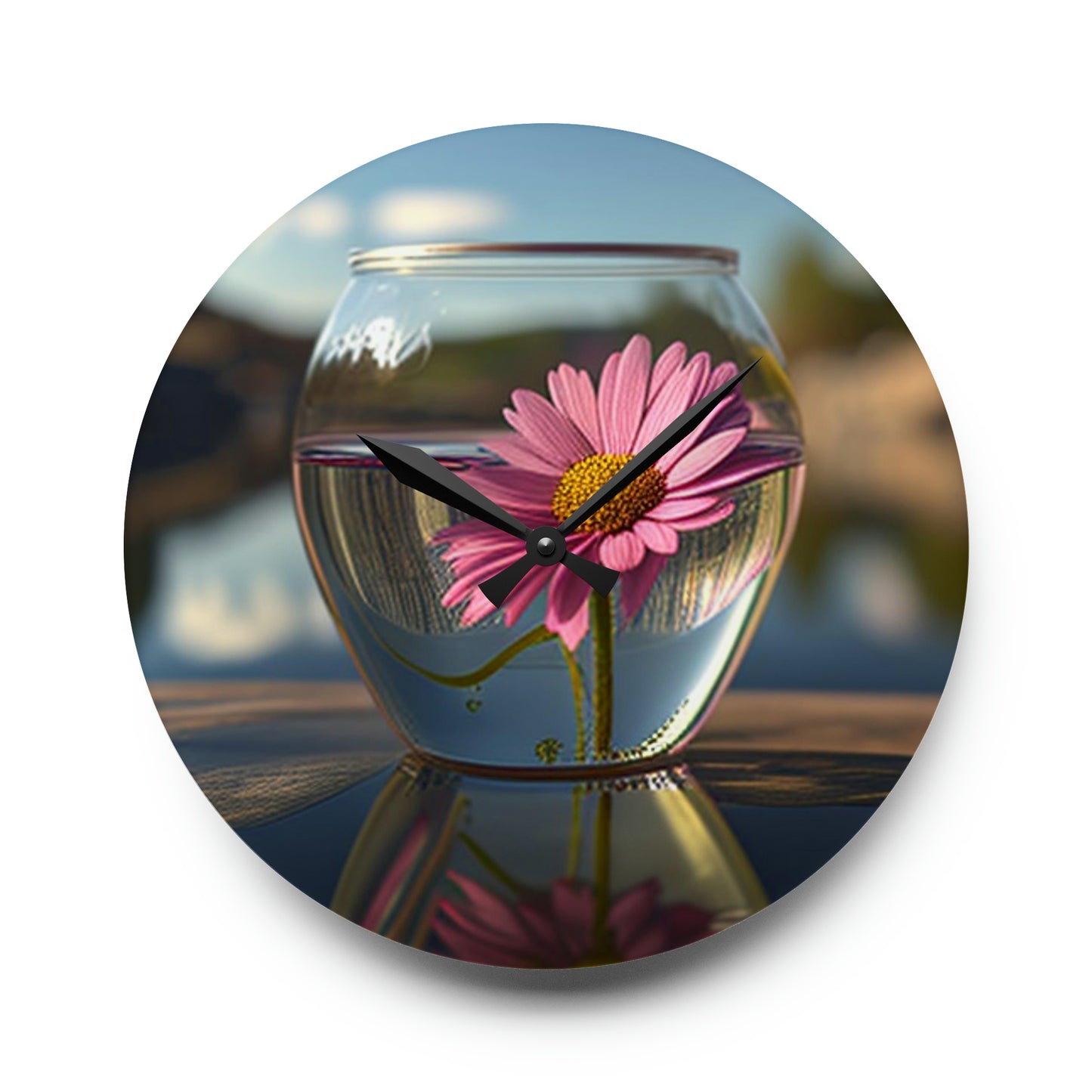 Acrylic Wall Clock Pink Daisy 3