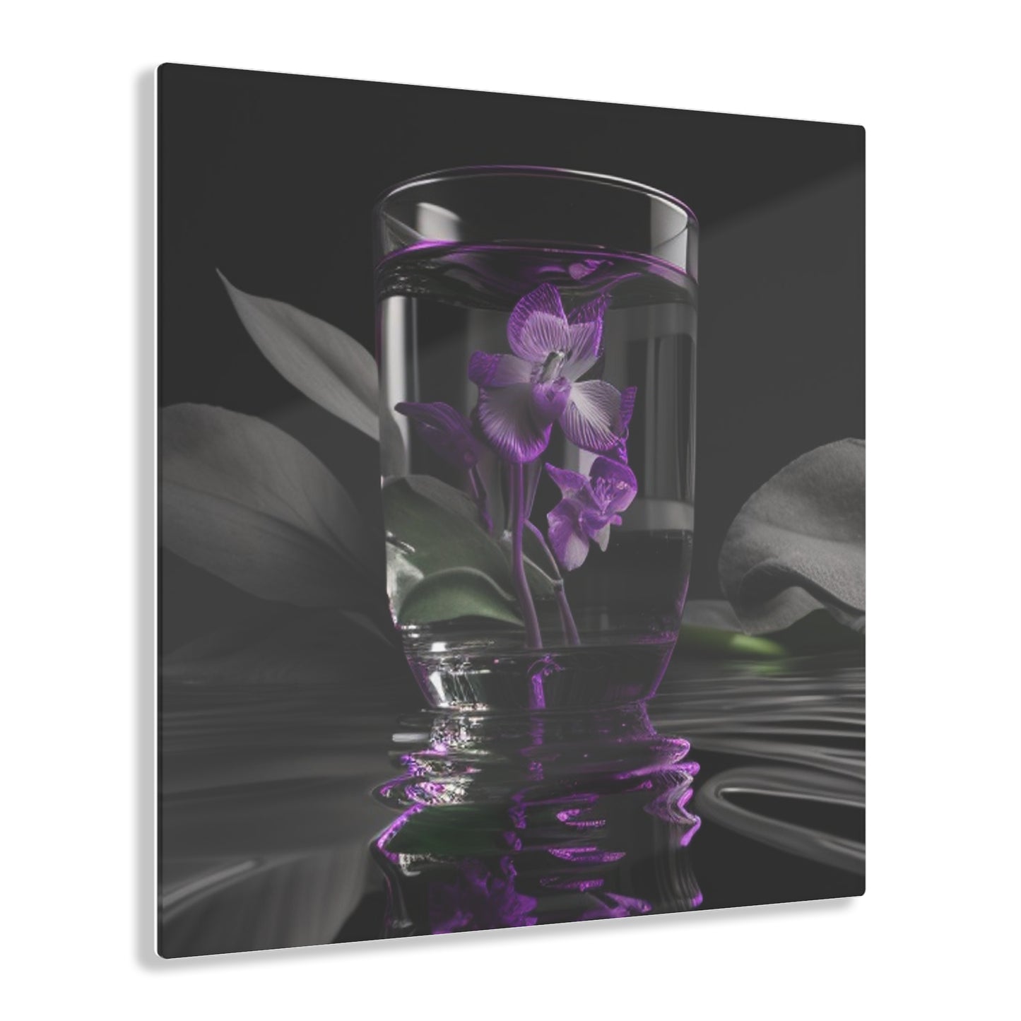 Acrylic Prints Purple Orchid Glass vase 1