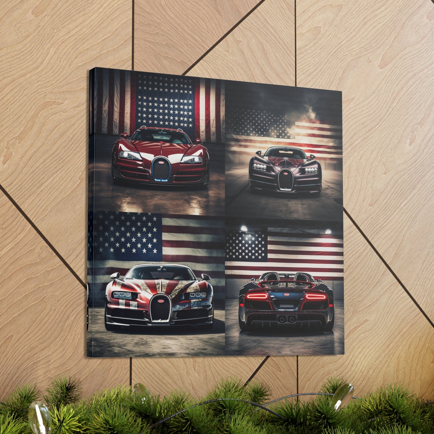 Canvas Gallery Wraps American Flag Background Bugatti 5