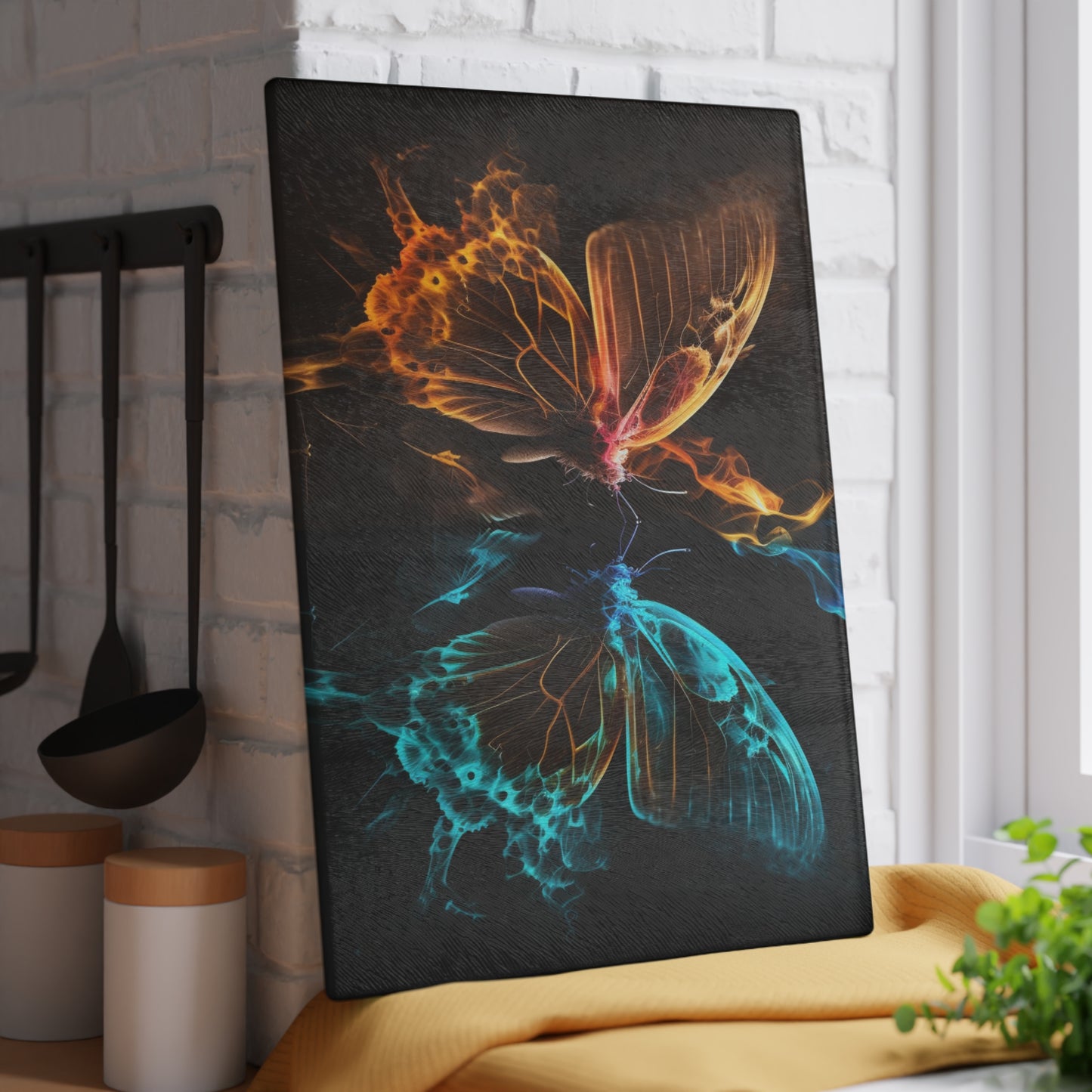 Glass Cutting Board Kiss Neon Butterfly 10