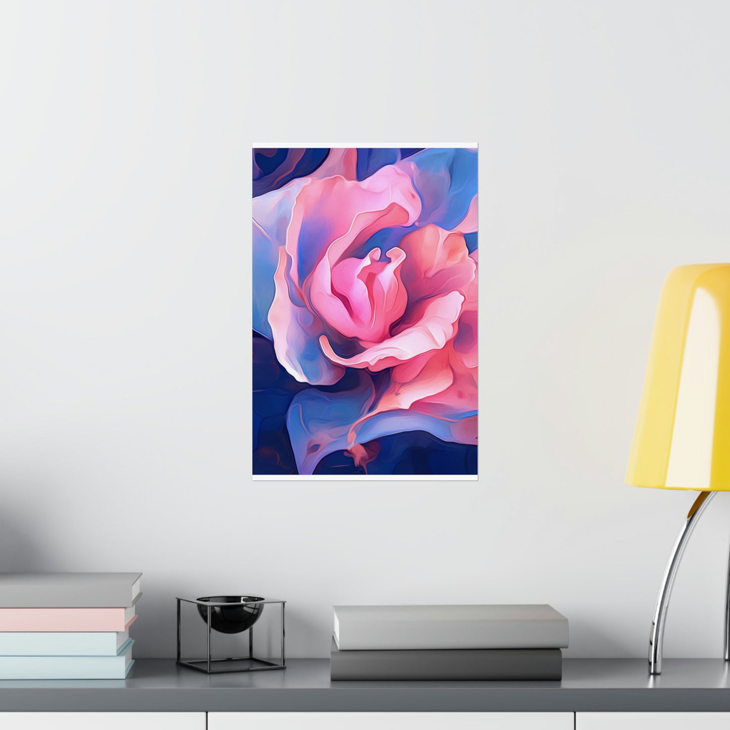 Premium Matte Vertical Posters Pink & Blue Tulip Rose 1