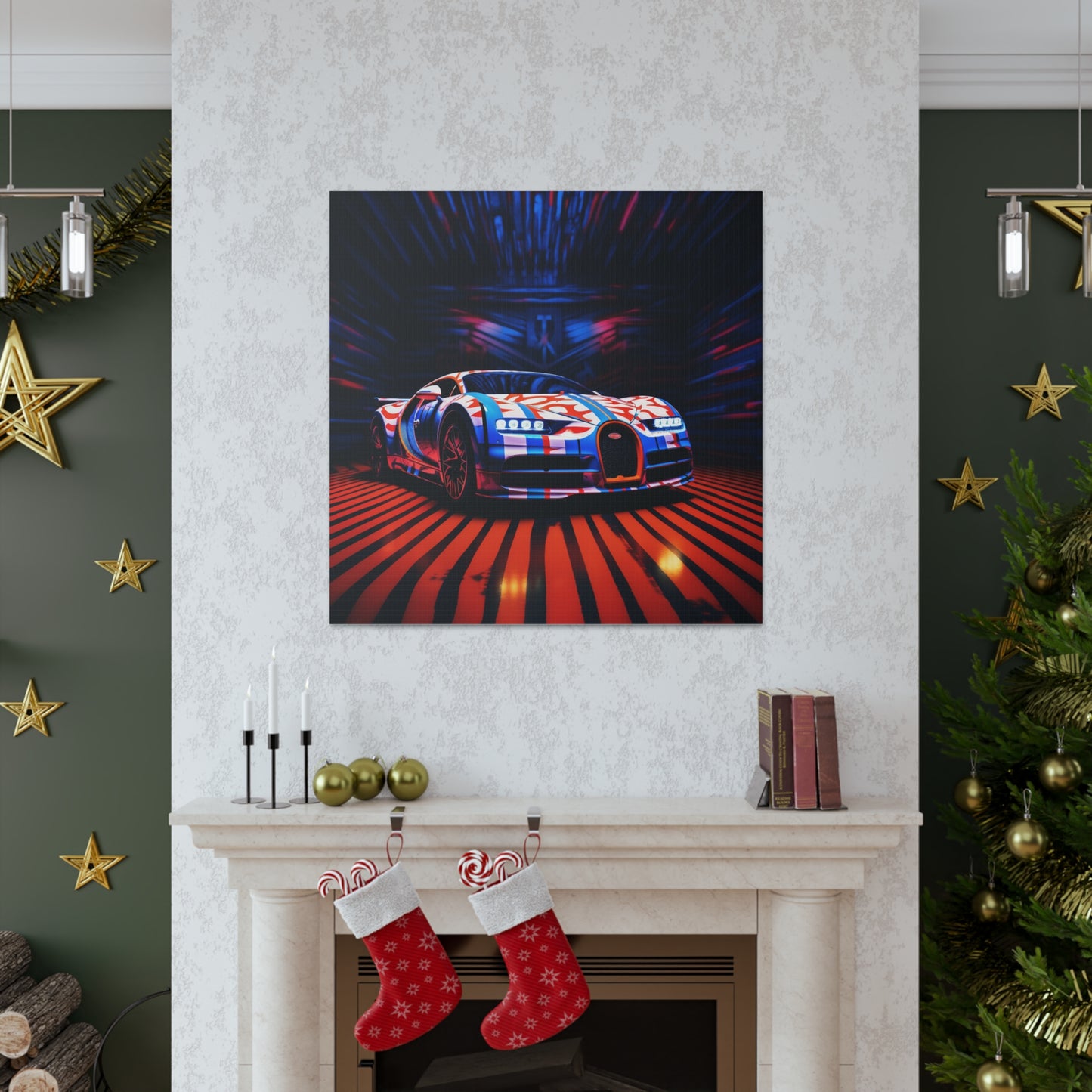 Canvas Gallery Wraps Macro Bugatti American Flag 1