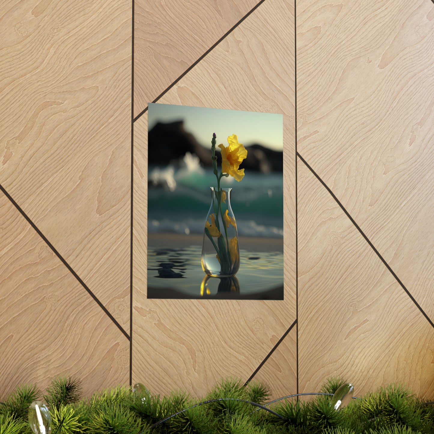 Premium Matte Vertical Posters Yellow Gladiolus glass 2