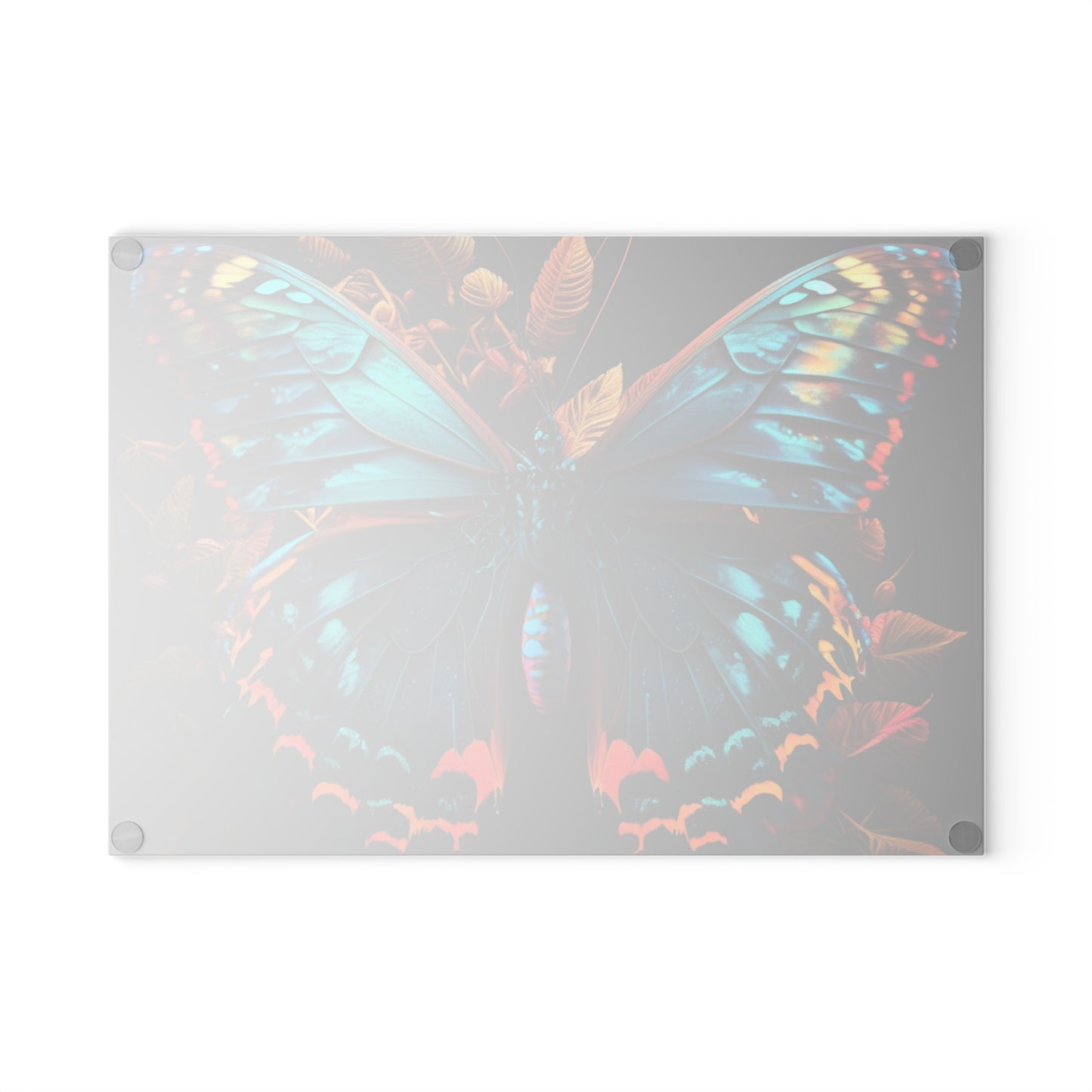 Glass Cutting Board Hue Neon Butterfly 1