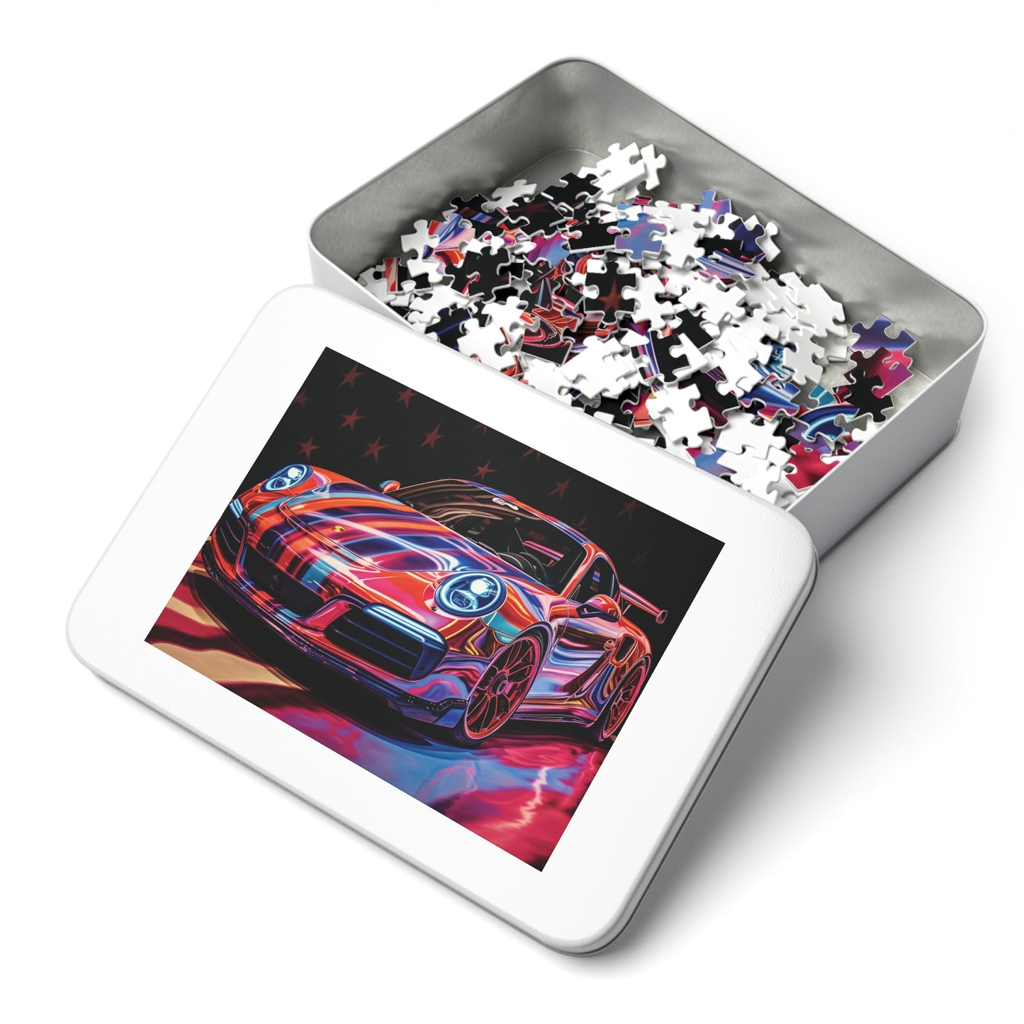 Jigsaw Puzzle (30, 110, 252, 500,1000-Piece) Macro American Flag Porsche 4