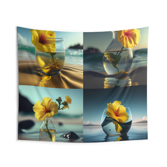 Indoor Wall Tapestries Yellow Hibiscus glass 5