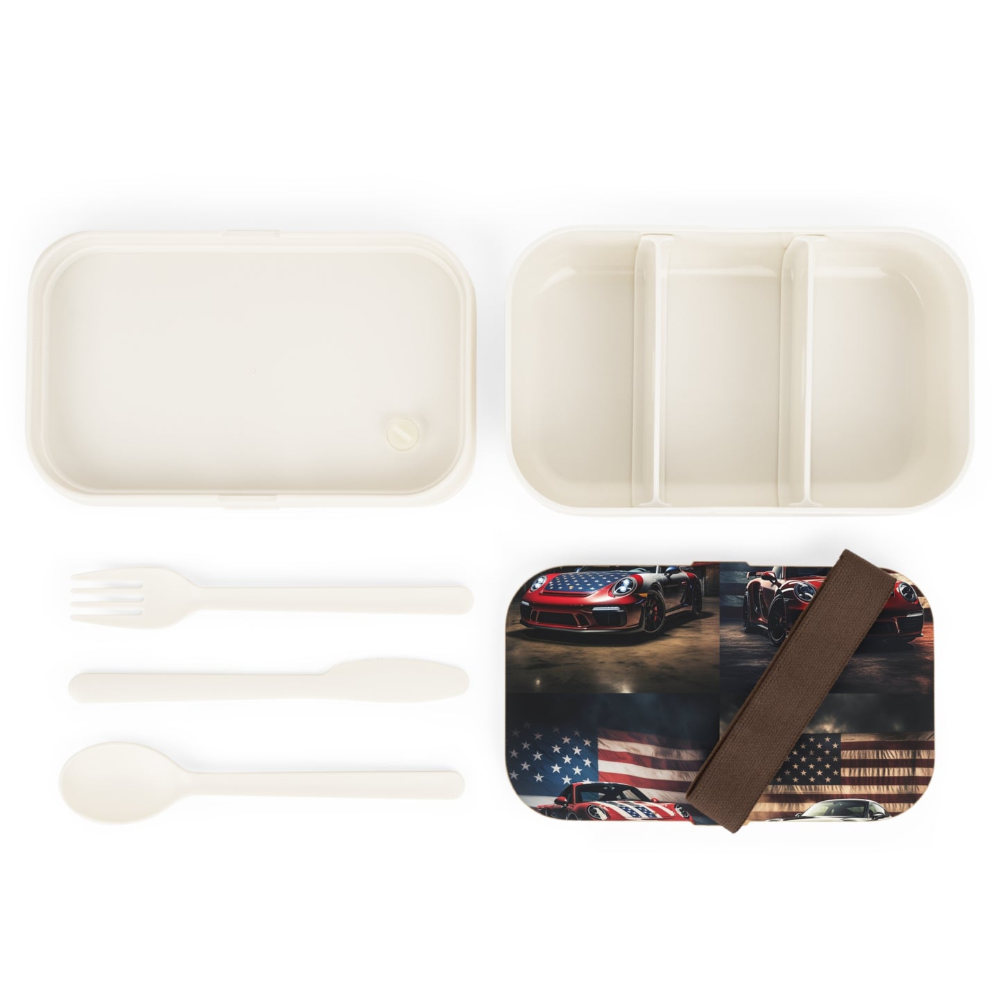 Bento Lunch Box American Flag Background Porsche 5