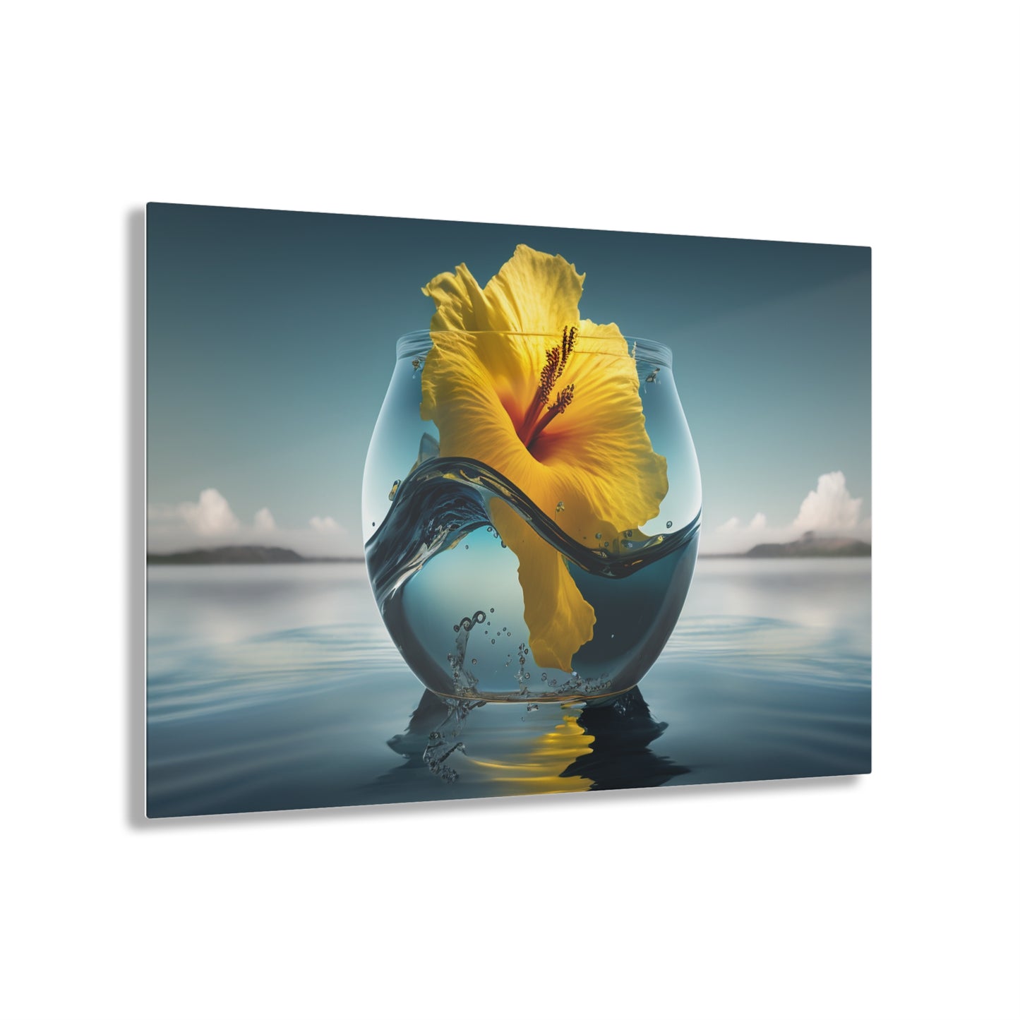 Acrylic Prints Yellow Hibiscus glass 4