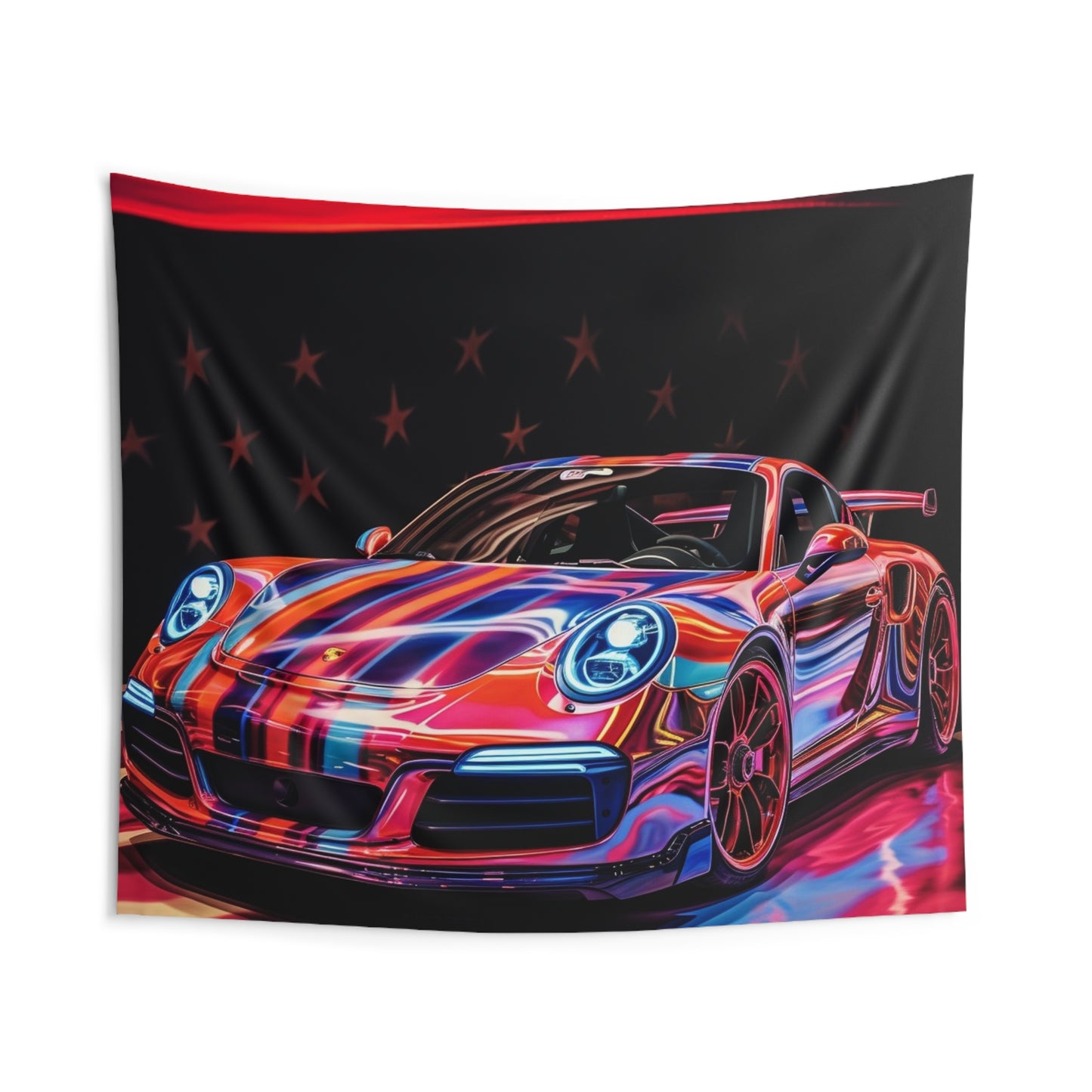 Indoor Wall Tapestries American Flag Colored Porsche 2