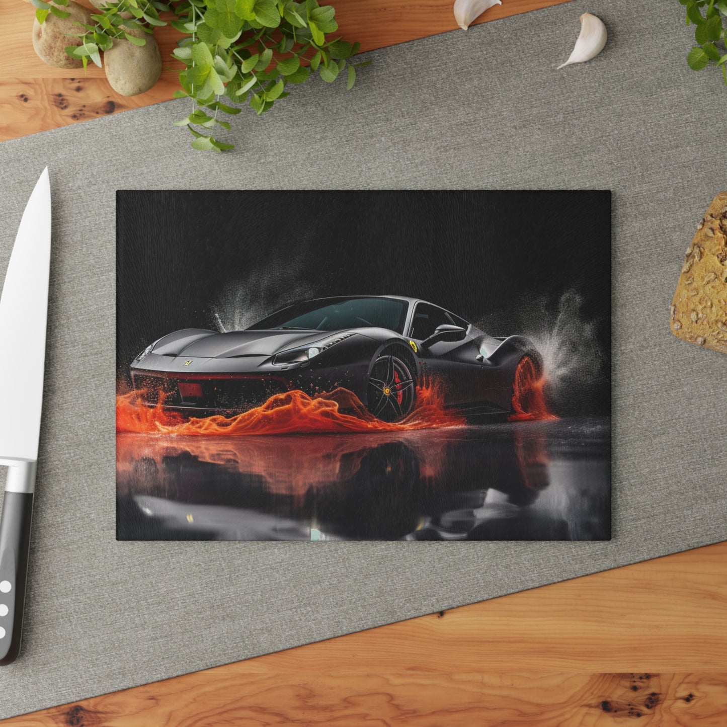 Glass Cutting Board Ferrari Water Splash 3