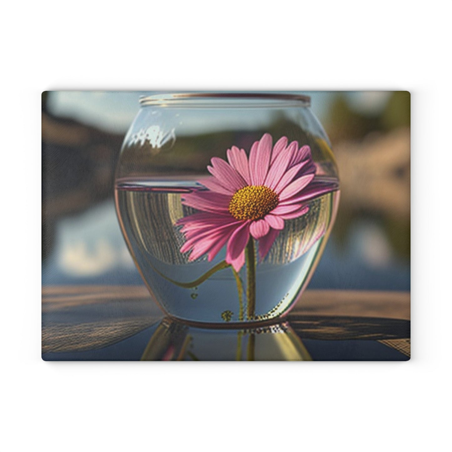 Glass Cutting Board Pink Daisy 3