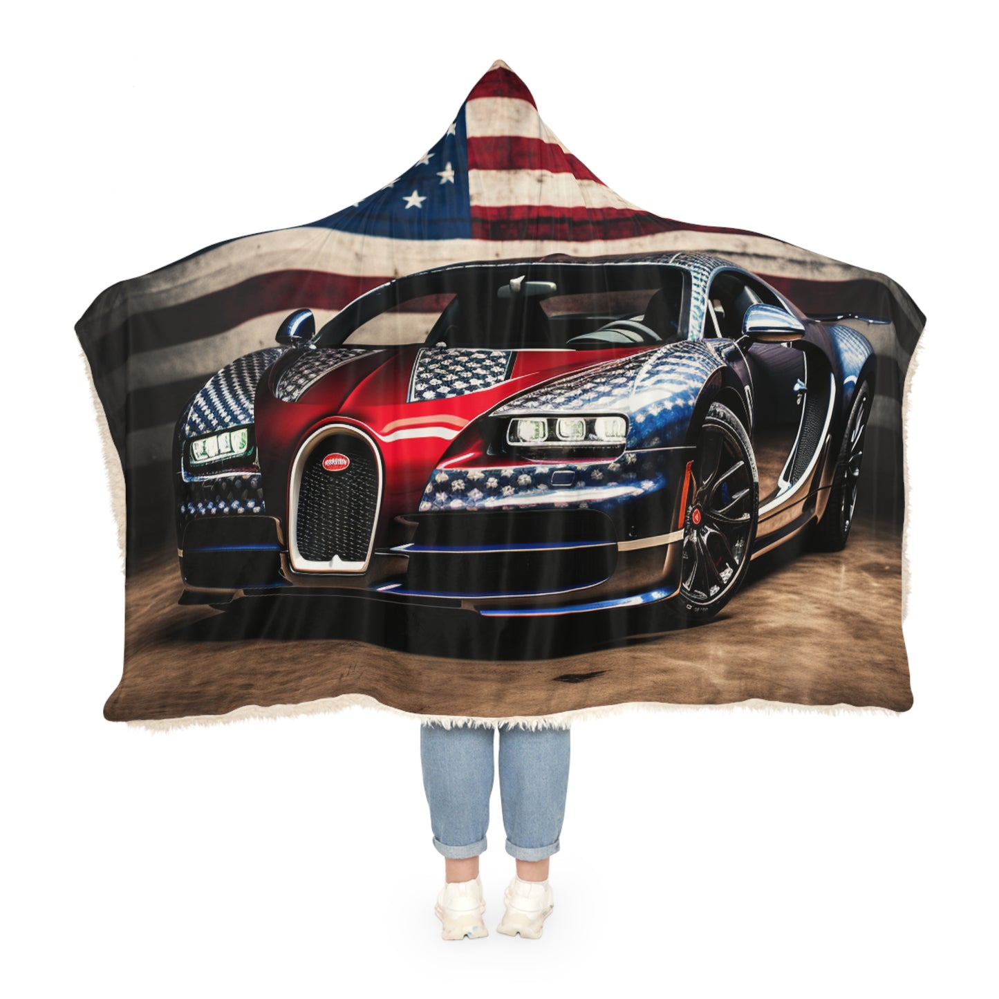 Snuggle Hooded Blanket Bugatti American Flag 1