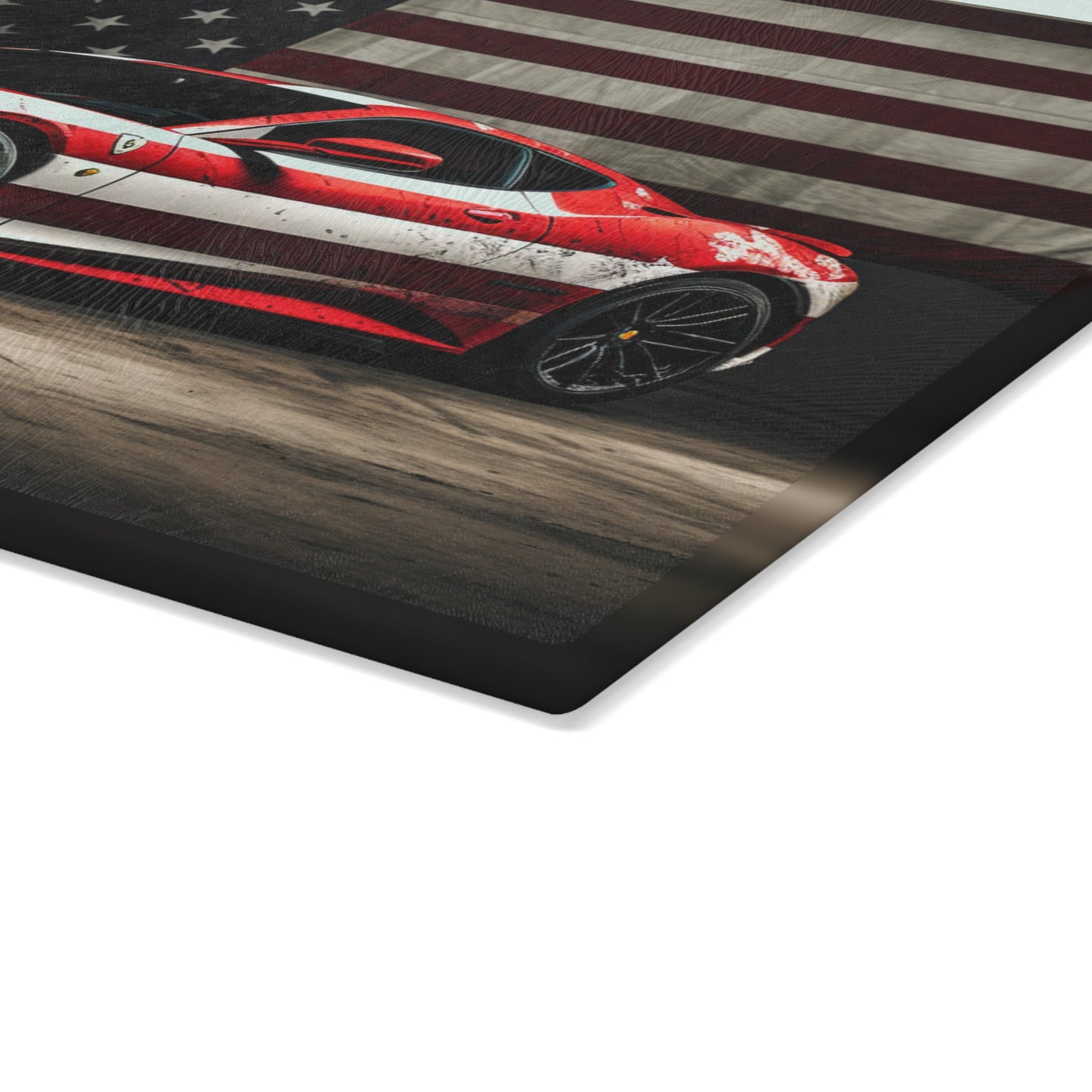 Glass Cutting Board American Flag Background Ferrari 1